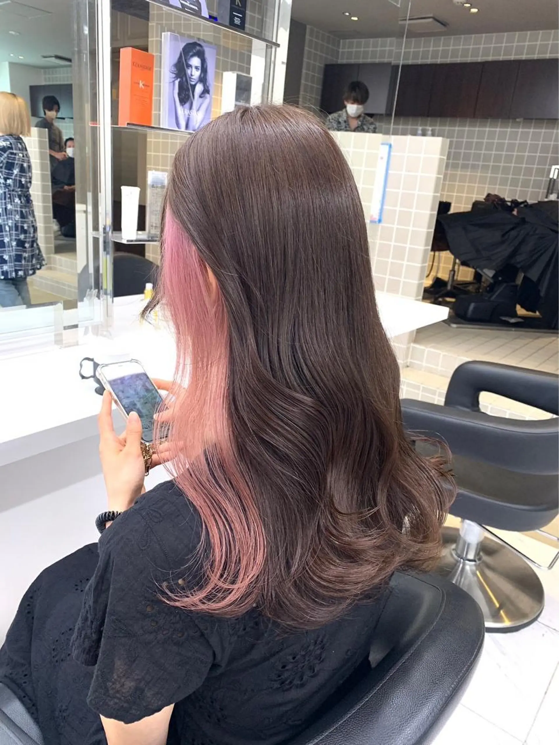 ロング ヘアアレンジ ブリーチなしカラー/ ブラウン/レイヤーのヘアスタイル