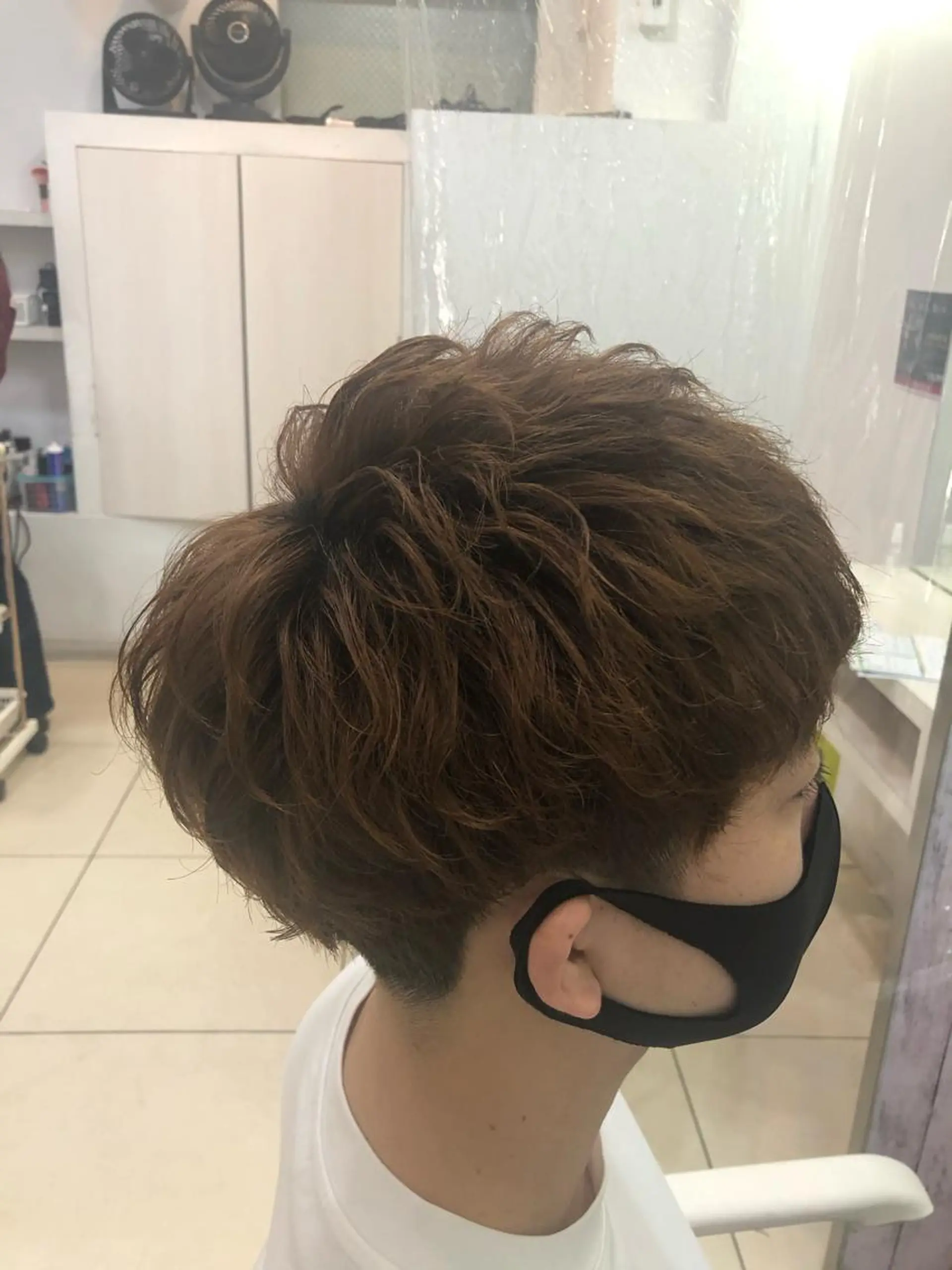 ショート パーマ メンズ 髪質改善× 白髪ぼかし溝江のヘアスタイル