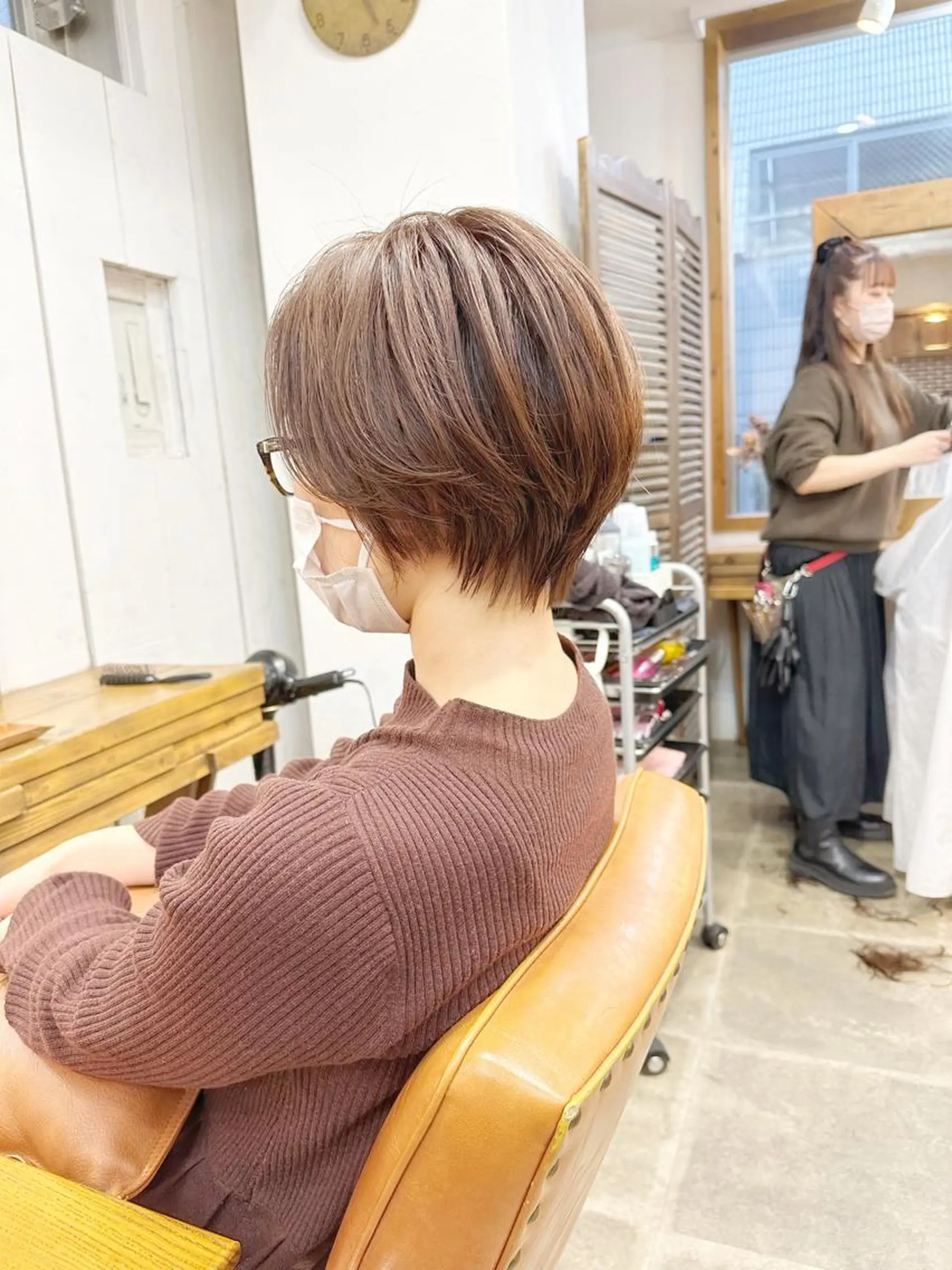 ショート カラー ショートボブ ショートレイヤー ハンサムショート 丸みショート アディクシーカラー newline銀座所属・👑銀座ショート/ 絶壁補正/金子涼👑のヘアスタイル