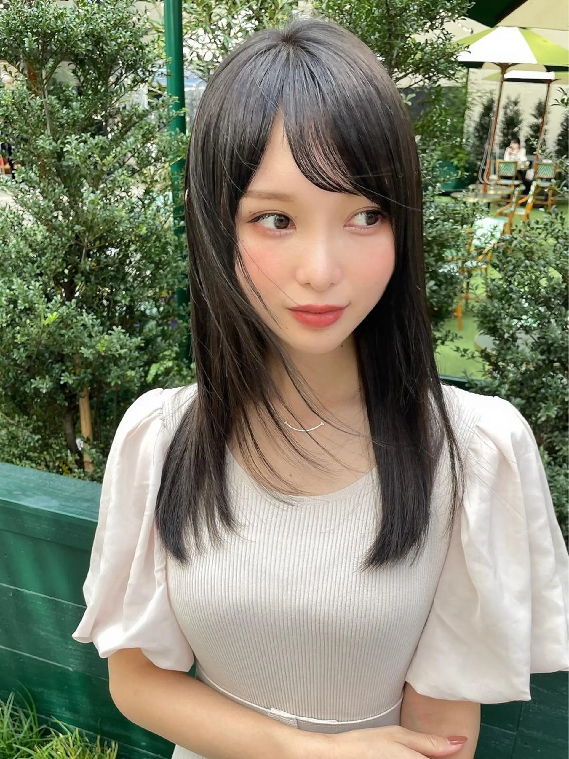 セミロング カラー グレージュ カット ヘアカラー トリートメント 💎小顔前髪&髪質 改善カラー💎片桐のヘアスタイル