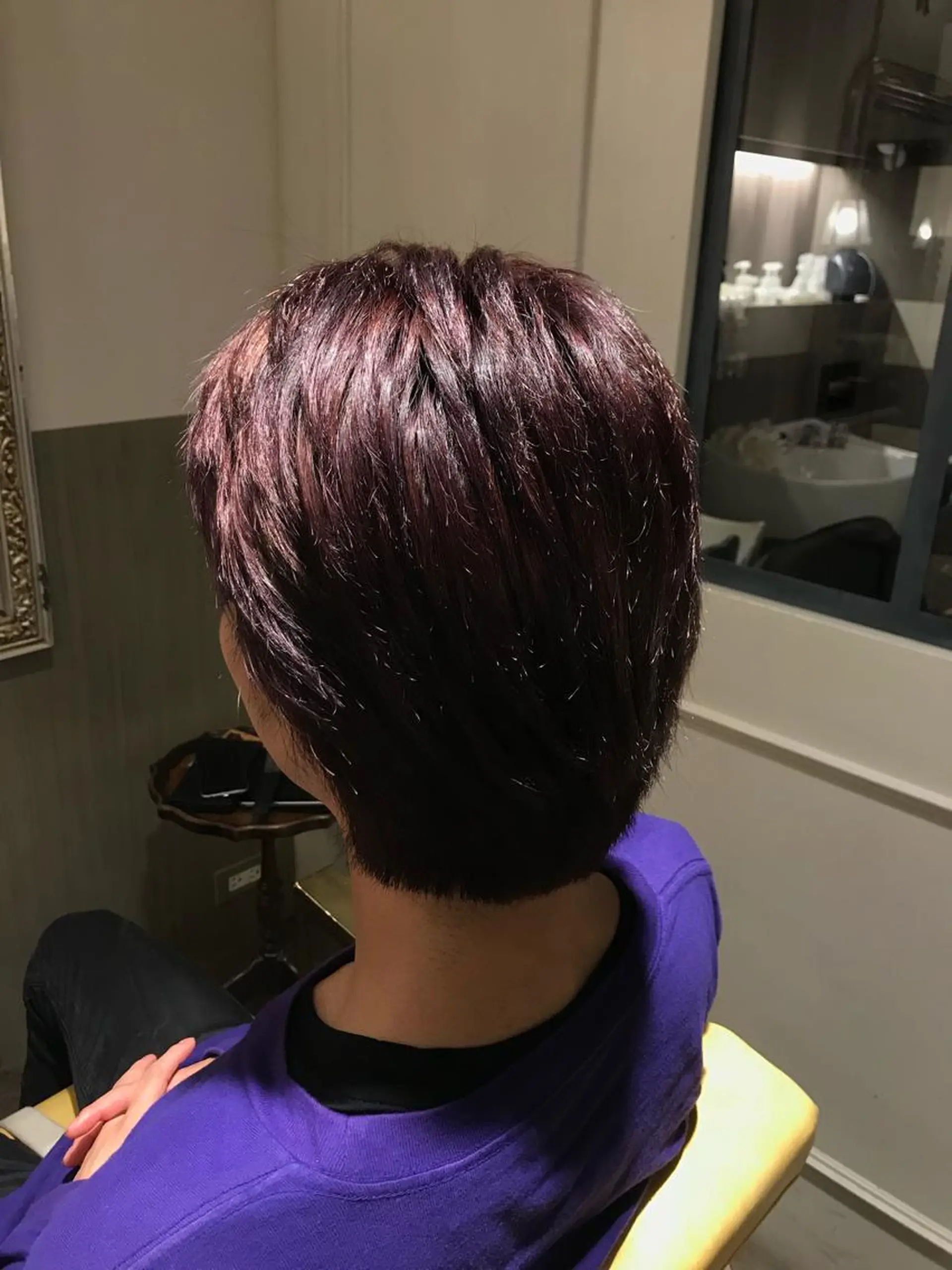 ショート カラー メンズ パープルカラー レッドカラー 韓国スタイル🇰🇷 annaのヘアスタイル