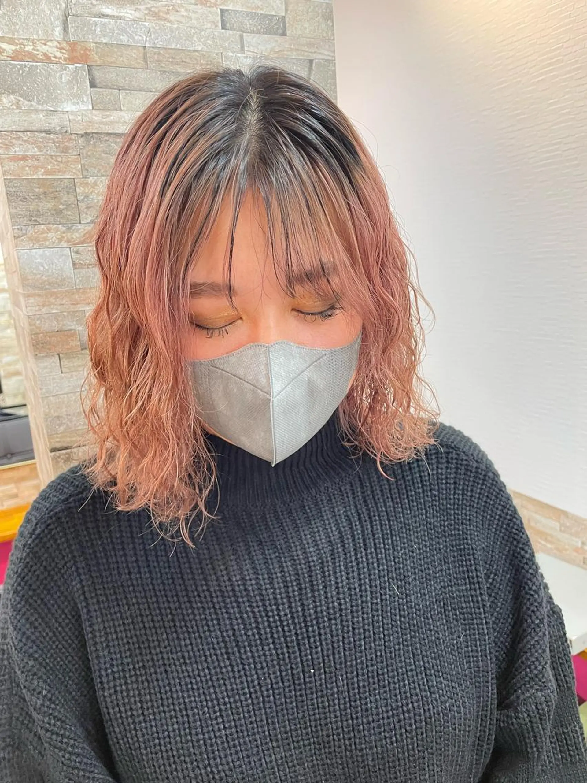 セミロング カラー バレイヤージュ レイヤーカット ヘアカラー YUI/ ブリーチカラー🌷のヘアスタイル