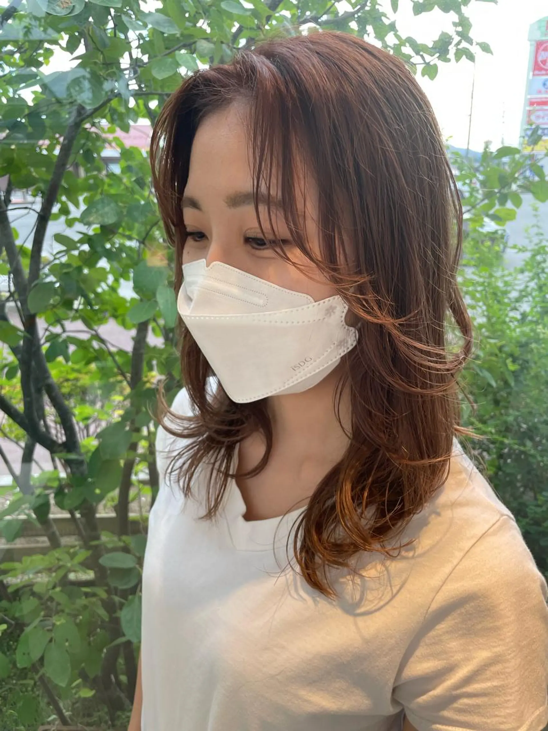 ミディアム カラー ミストバング  フェイスフレーミング 鶴岡で縮毛矯正なら お任せ！ハヤシナオミのヘアスタイル