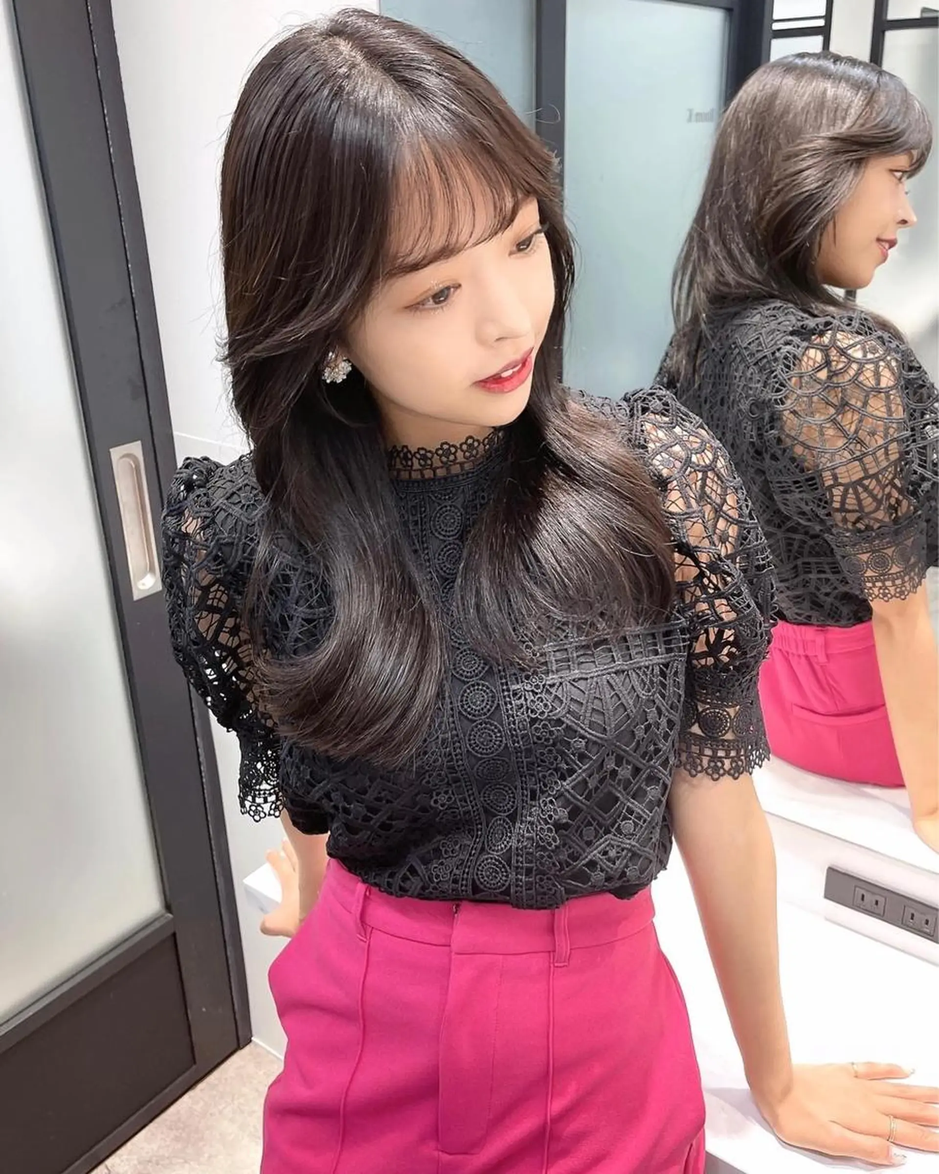 ロング カット ヘアカラー トリートメント 韓国レイヤーカット 髪質改善▫️水野有真のヘアスタイル