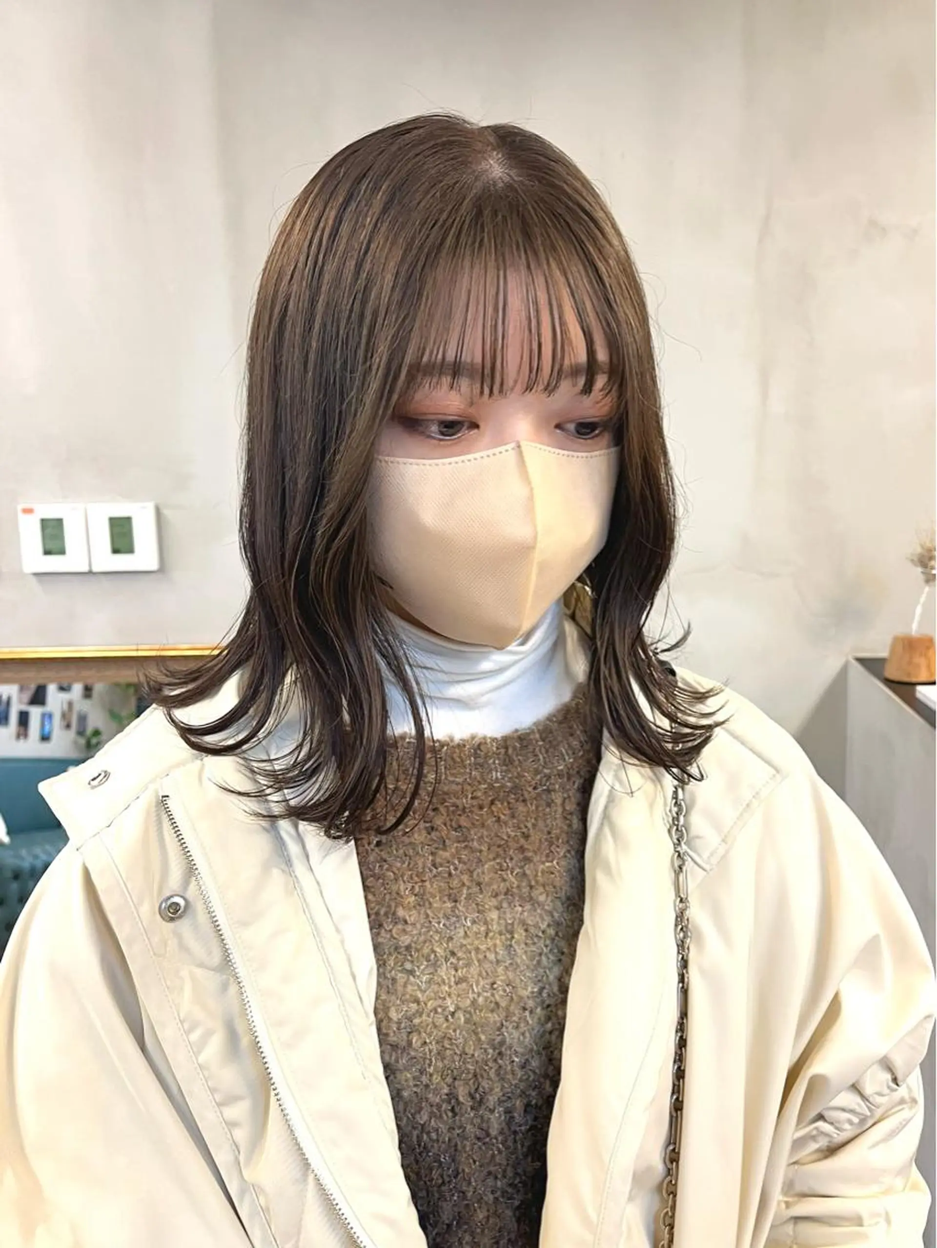 ミディアム カラー ベージュカラー ブリーチ ダブルカラー ブリーチなしカラー ena/ブリーチなし 透明感・レイヤー🎀のヘアスタイル