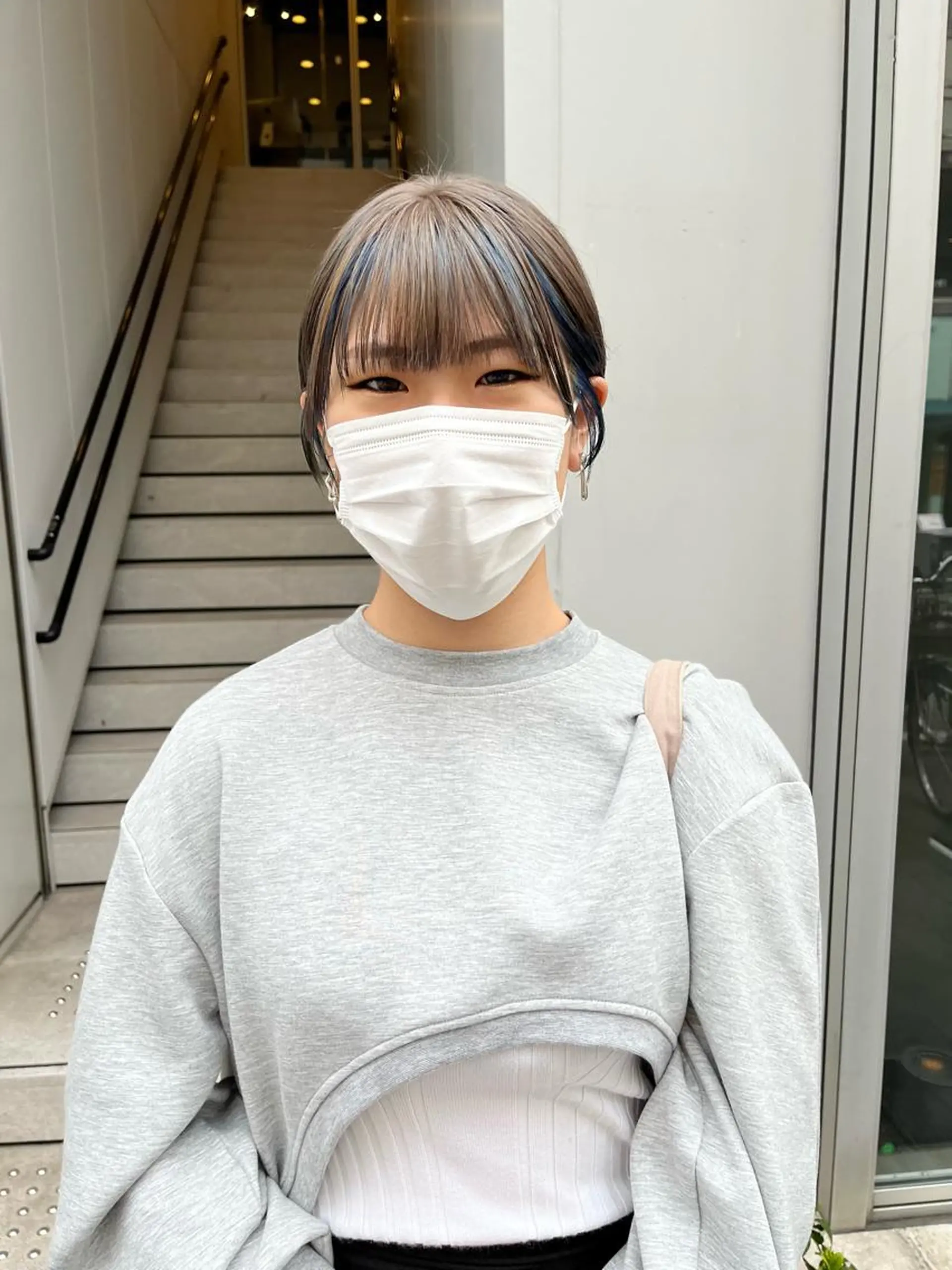 ショート カラー ブリーチ ブルーカラー ケアブリーチ デザインカラー ダブルカラー カット ヘアカラー ショート/パーマ/ カラー/FUKOのヘアスタイル