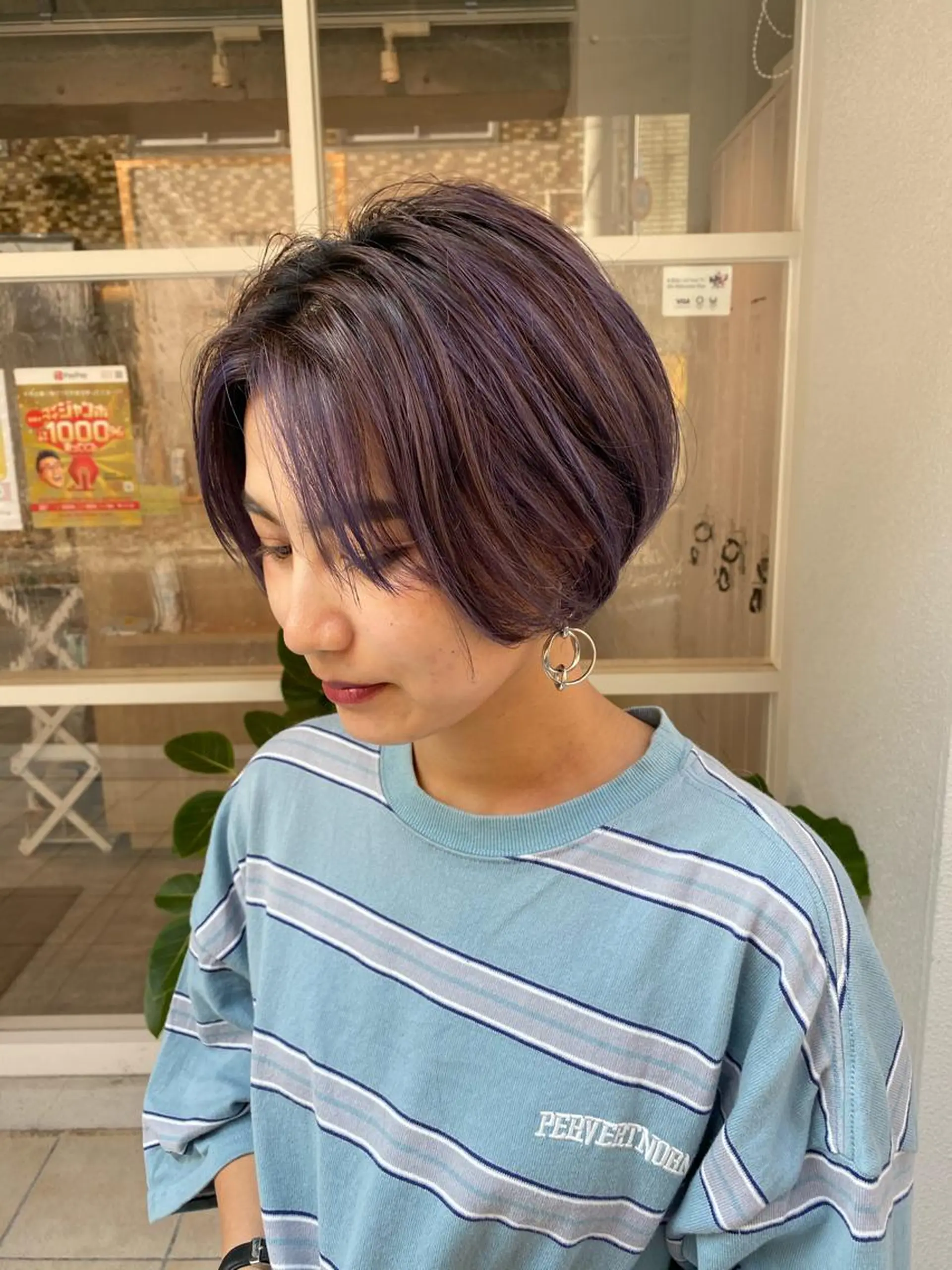 ショート ハイライト ヘアカラー トリートメント 三好 智のヘアスタイル