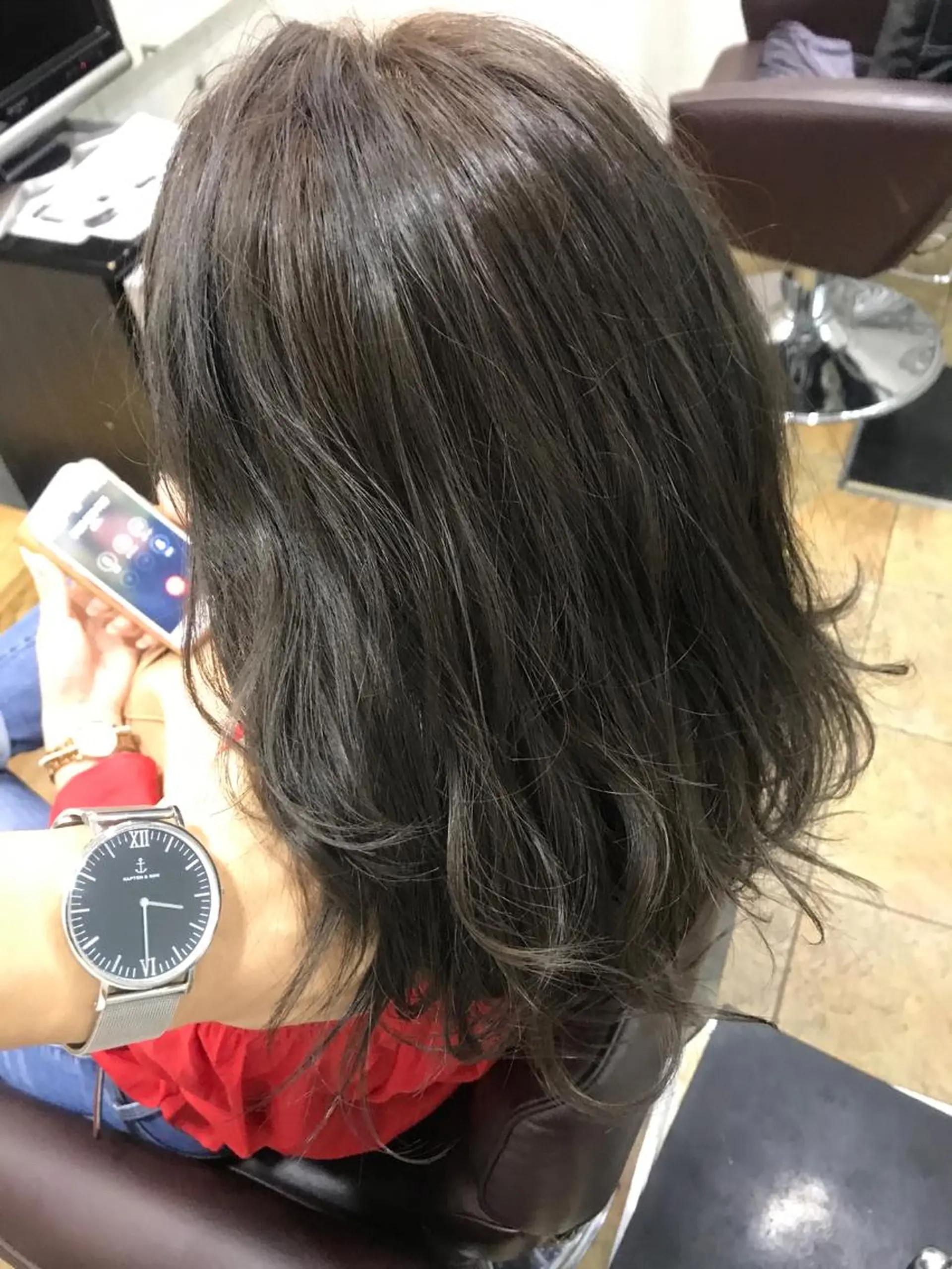 セミロング カラー パーマ ヘアアレンジ グレージュ バイオレットカラー バイオレットグレージュ SUNNY GRACEのヘアスタイル