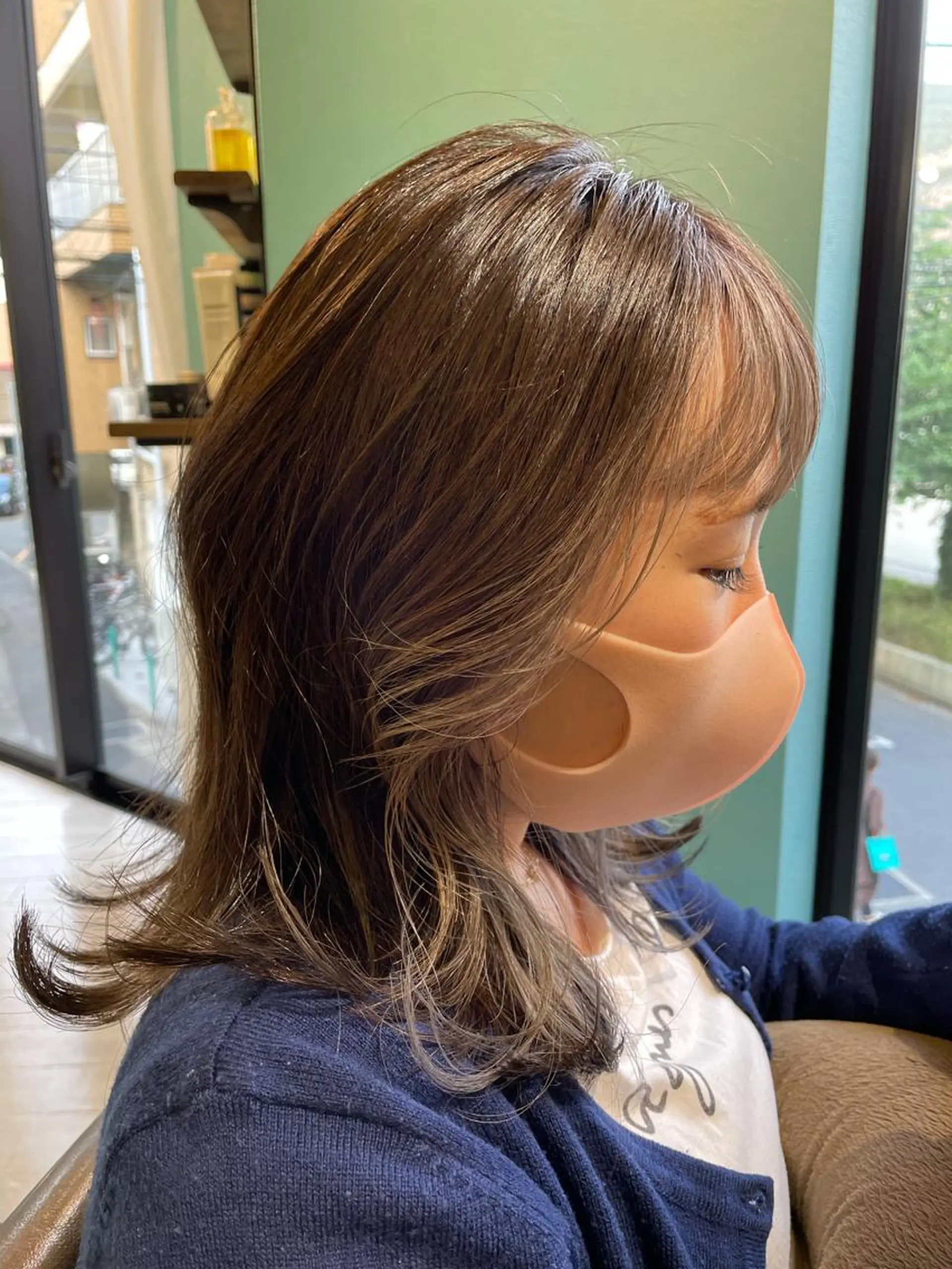 ミディアム ミストバング ヘアカラー 末石 智のヘアスタイル