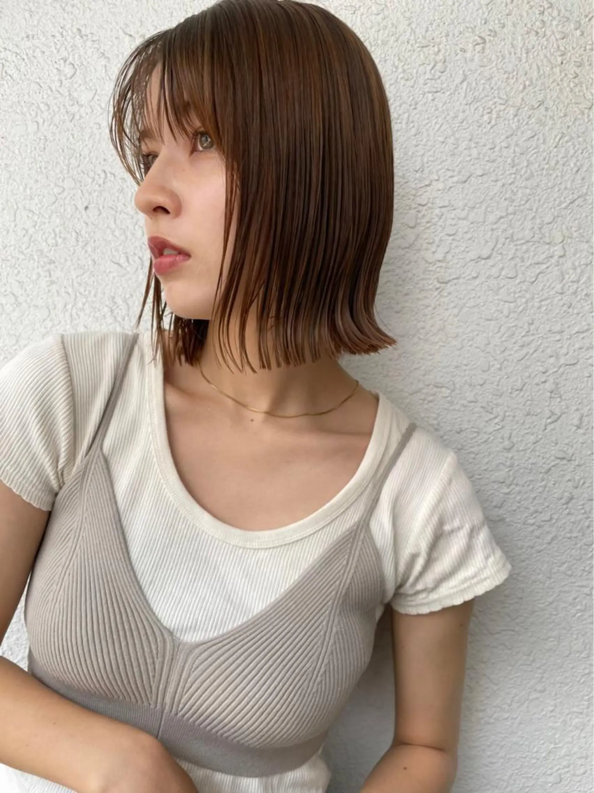 ミディアム レイヤー🤍 ベージュ🤍 聖奈のヘアスタイル