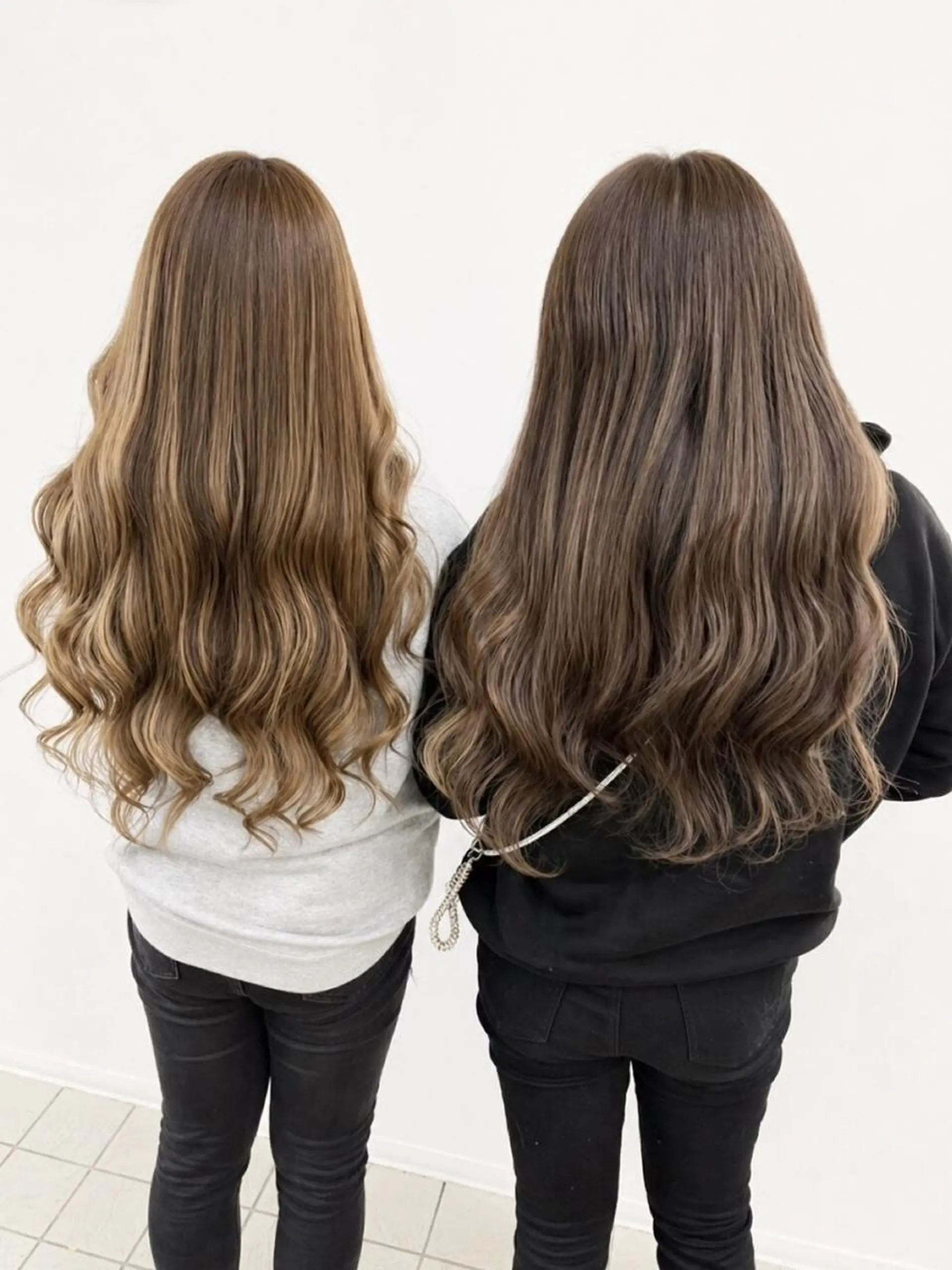 カラー ヘアアレンジ ロング シールエクステ 黒髪 ブリーチ ダブルカラー ハイトーンカラー MISAKIエクステ ブリーチ\5900のヘアスタイル
