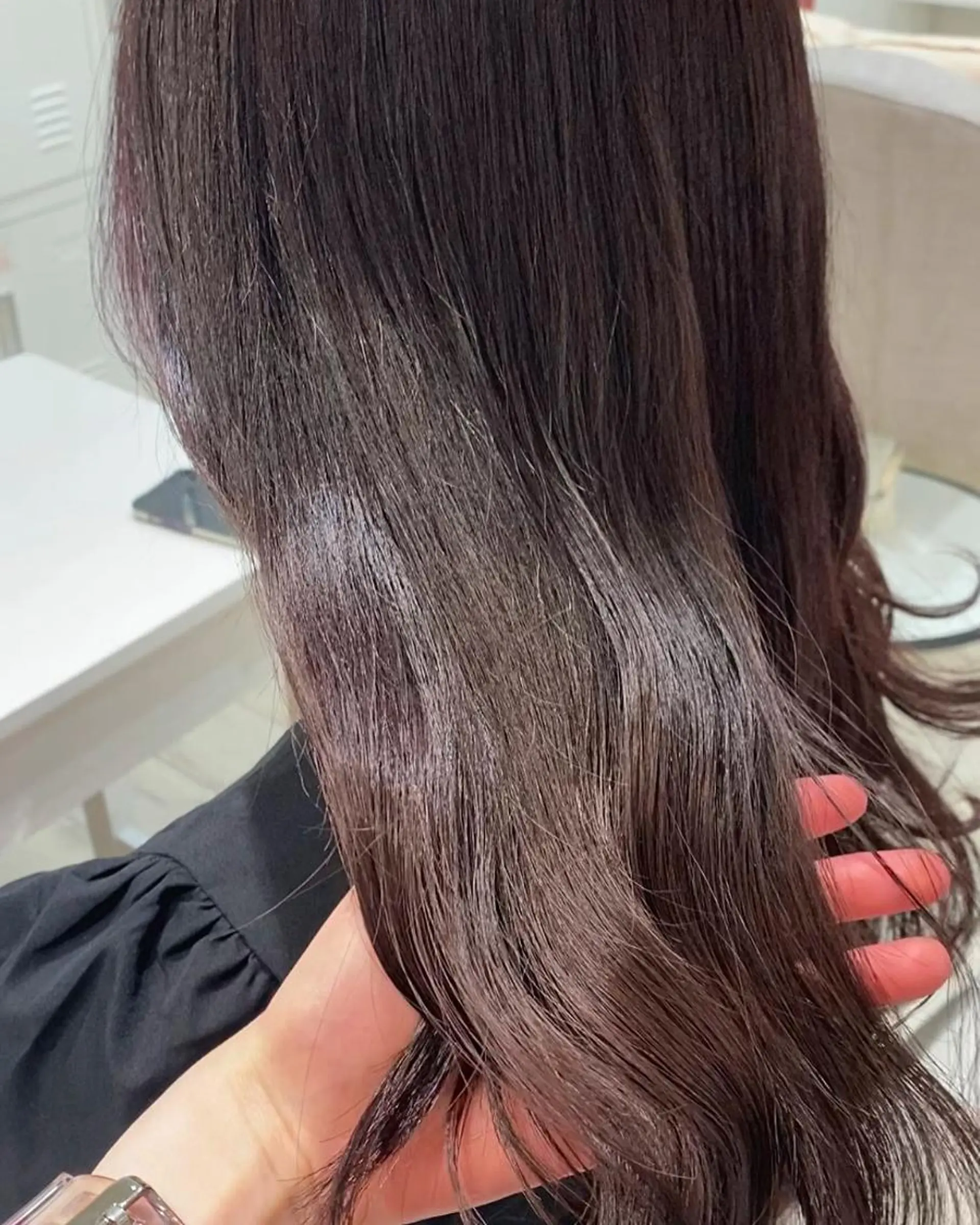 ロング カラー ラベンダーカラー カット ヘアカラー 縮毛矯正 トリートメント 暖色カラー✨️ 門内 梨真のヘアスタイル