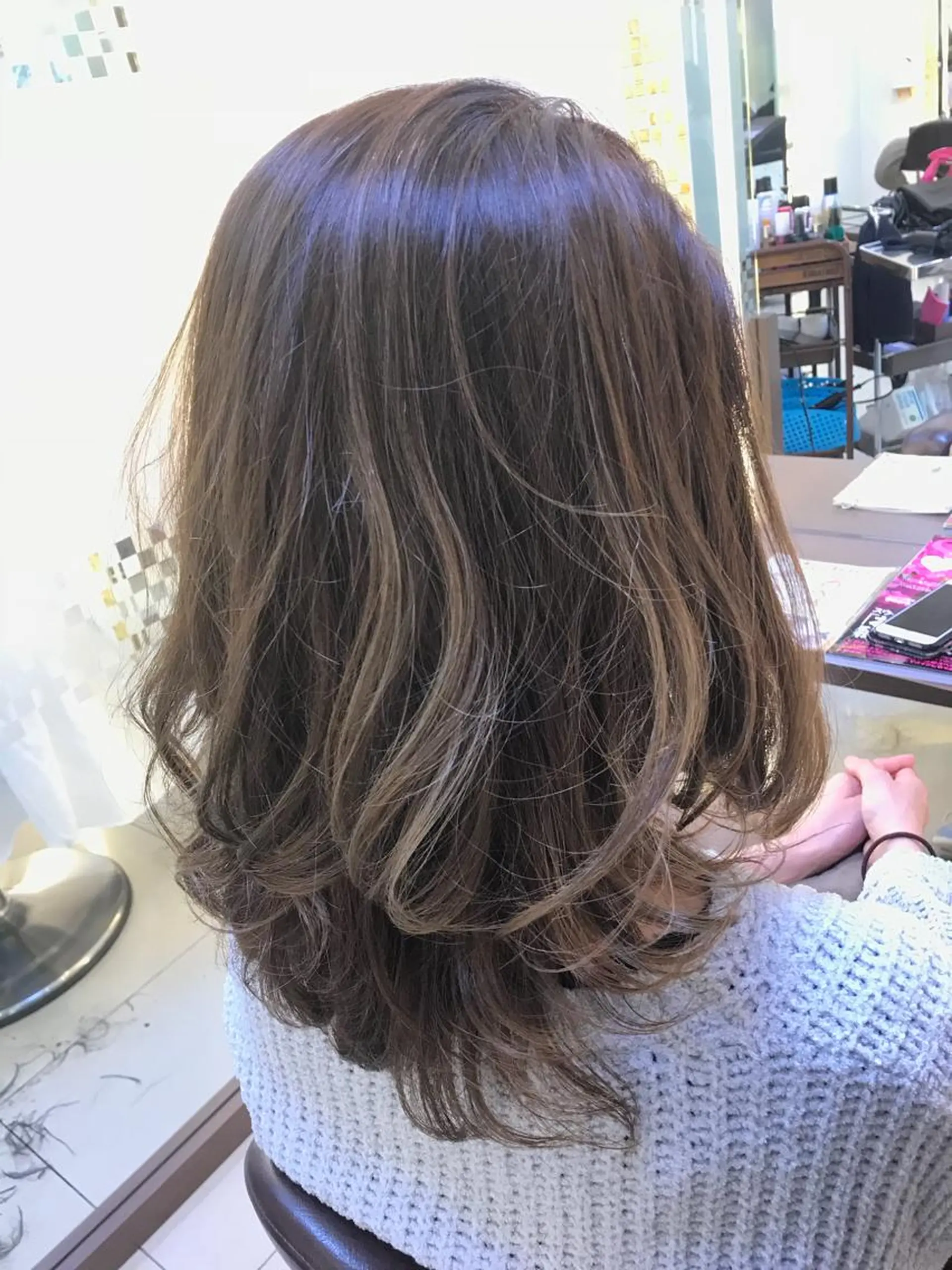 ミディアム ヘアカラー 髪質改善縮毛矯正/暖 色カラー/ウエダカナのヘアスタイル