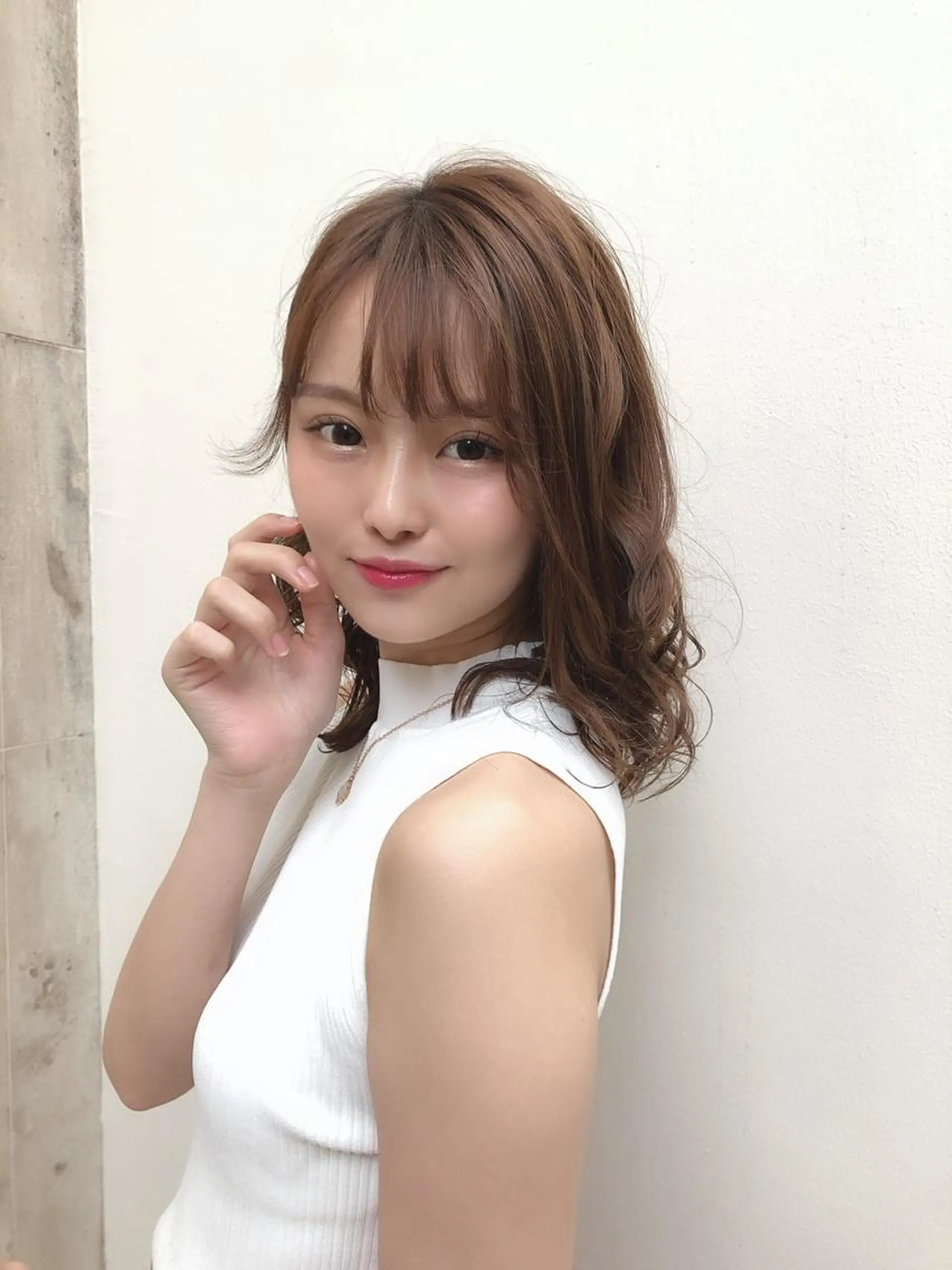 ミディアム カラー パーマ ヘアアレンジ 美髪矯正 Rioのヘアスタイル