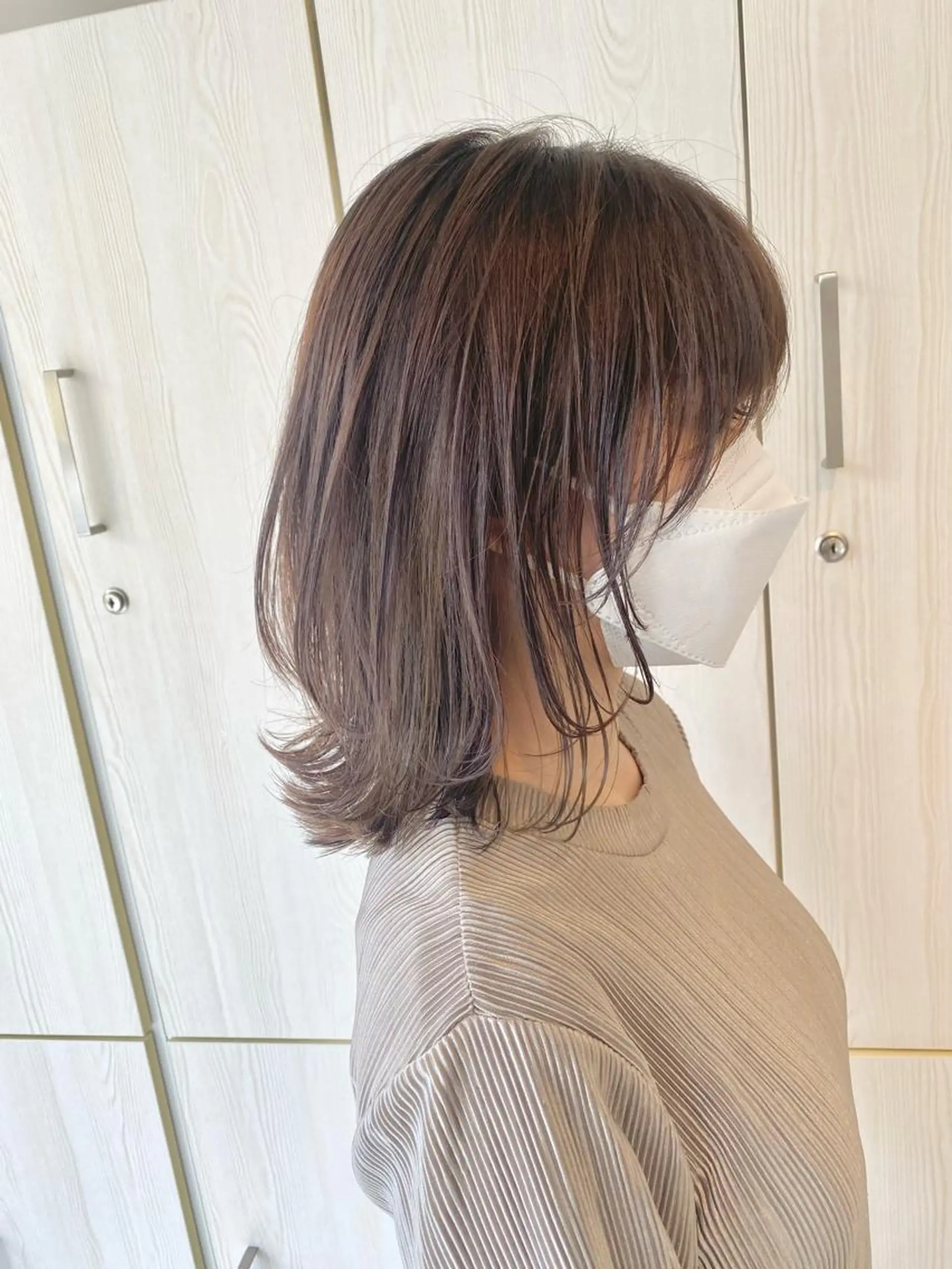 ミディアム カラー ベージュカラー グレージュ ハイトーン×似合わせ 🌱中川慎之介のヘアスタイル