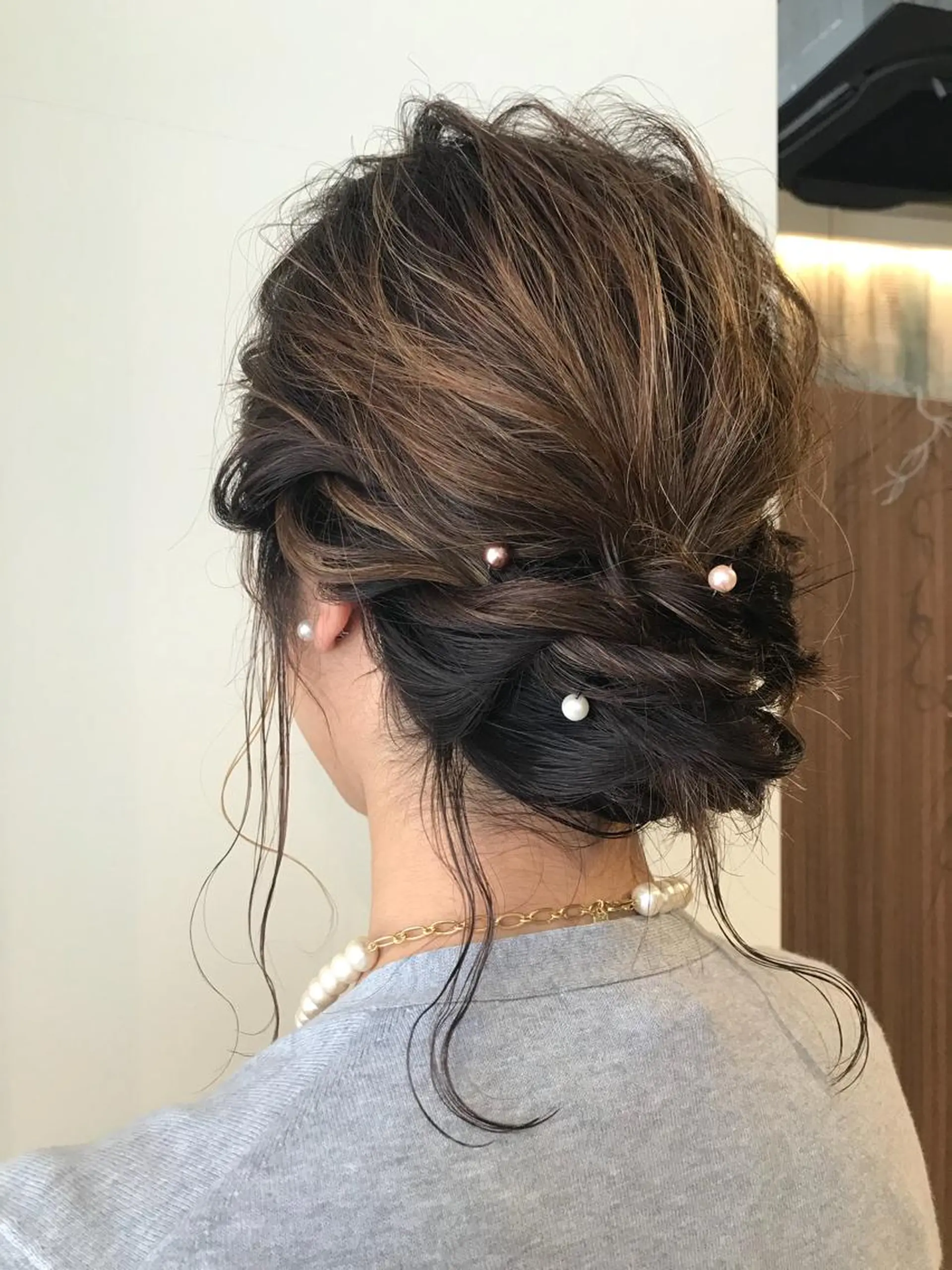 セミロング ヘアアレンジ 結婚式・ブライダル ヘアセット ながやま まいのヘアスタイル