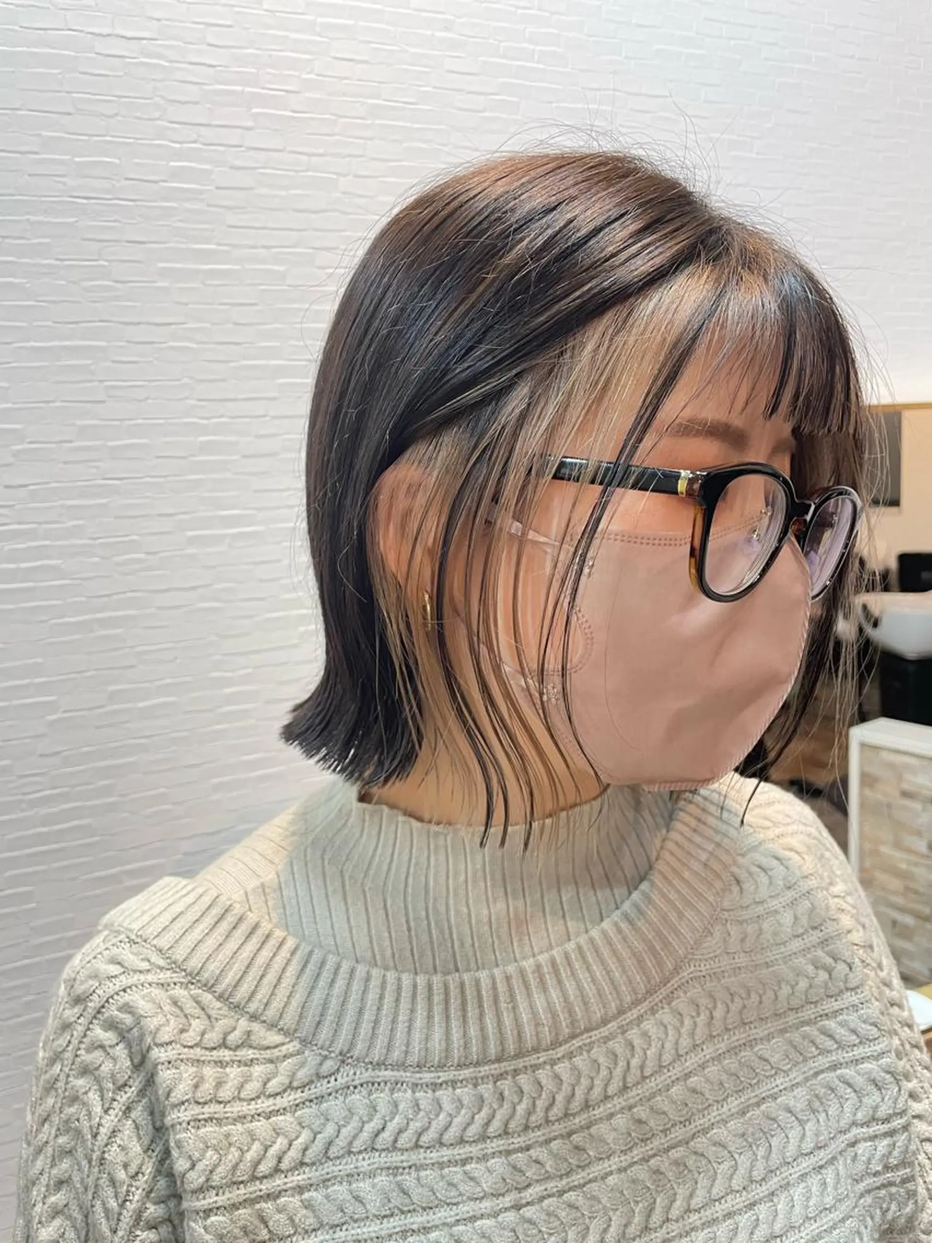 ミディアム カラー ミストバング  フェイスフレーミング カット ヘアカラー トリートメント YUI/ ブリーチカラー🌷のヘアスタイル