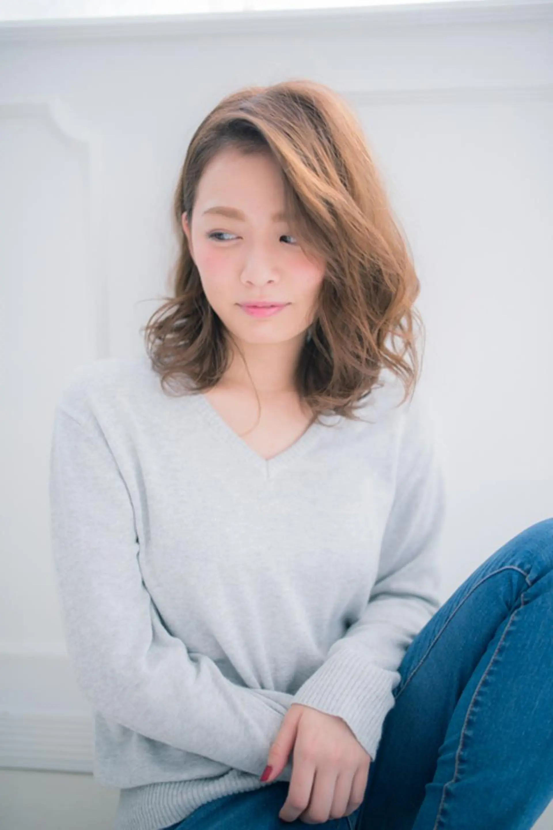 ミディアム 斜めバング a-granz 住吉店のヘアスタイル