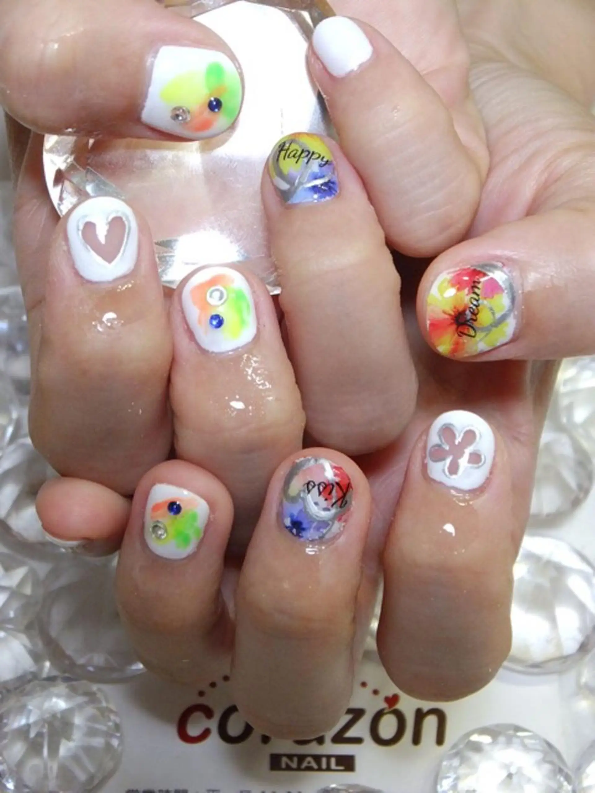 ネイル アートネイル ハート シルバー ネイリスト aicoのネイルデザイン