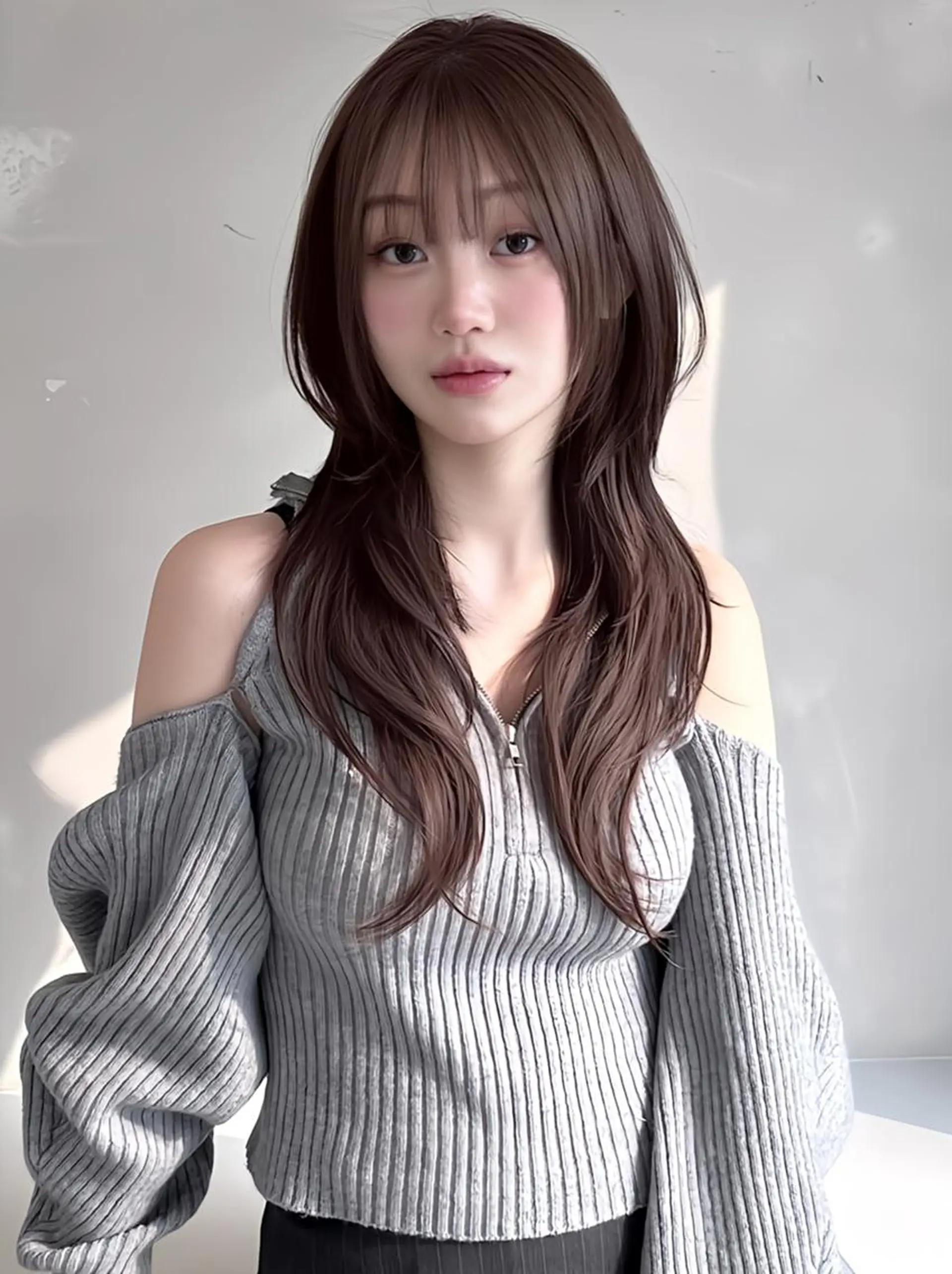 セミロング カラー ×シールエクステのヘアスタイル