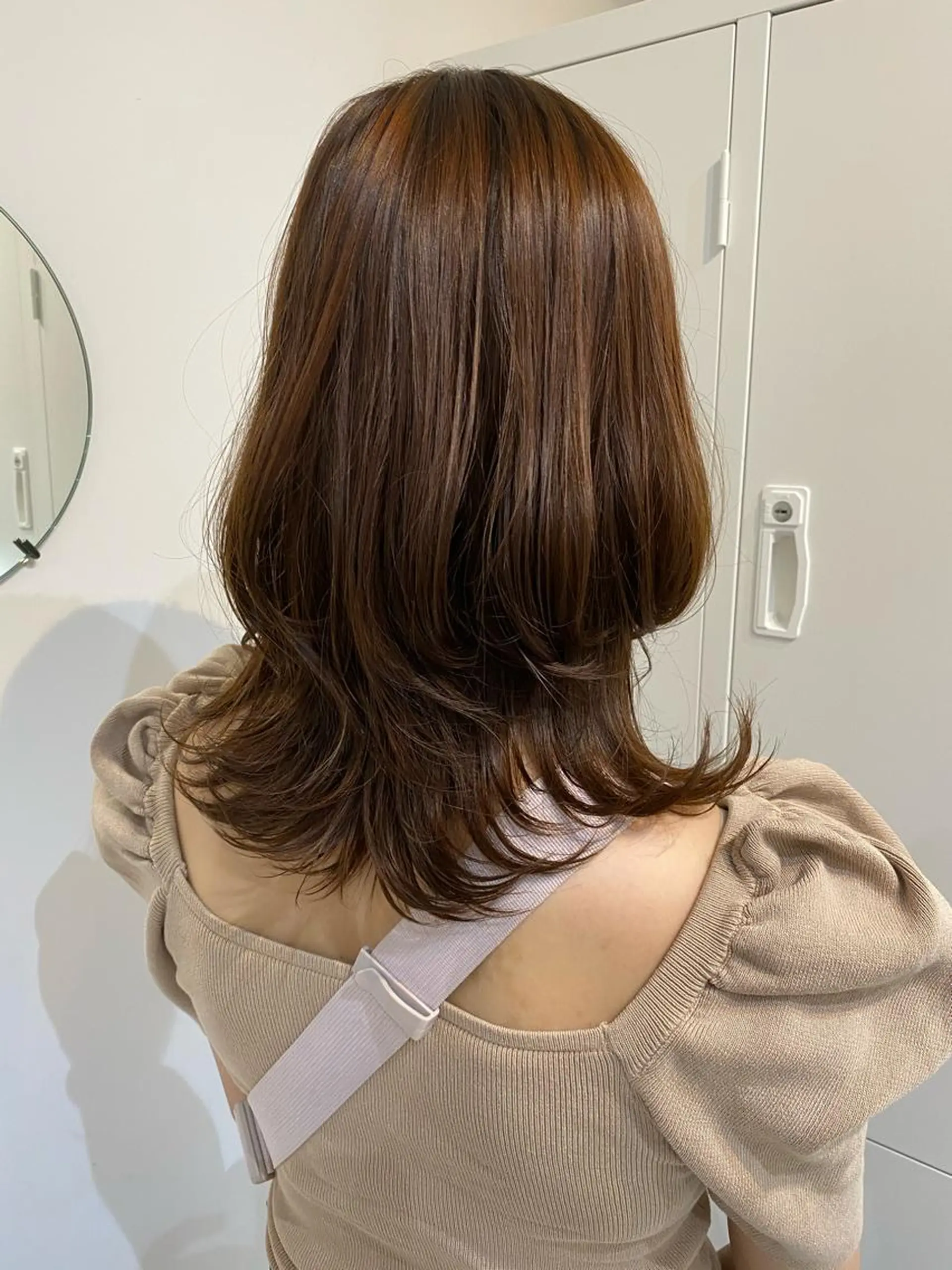 ミディアム カラー ブラウンカラー オレンジ オレンジブラウン ヘアカラー トリートメント 🎀暖色カラー🎀 おかだみほのヘアスタイル