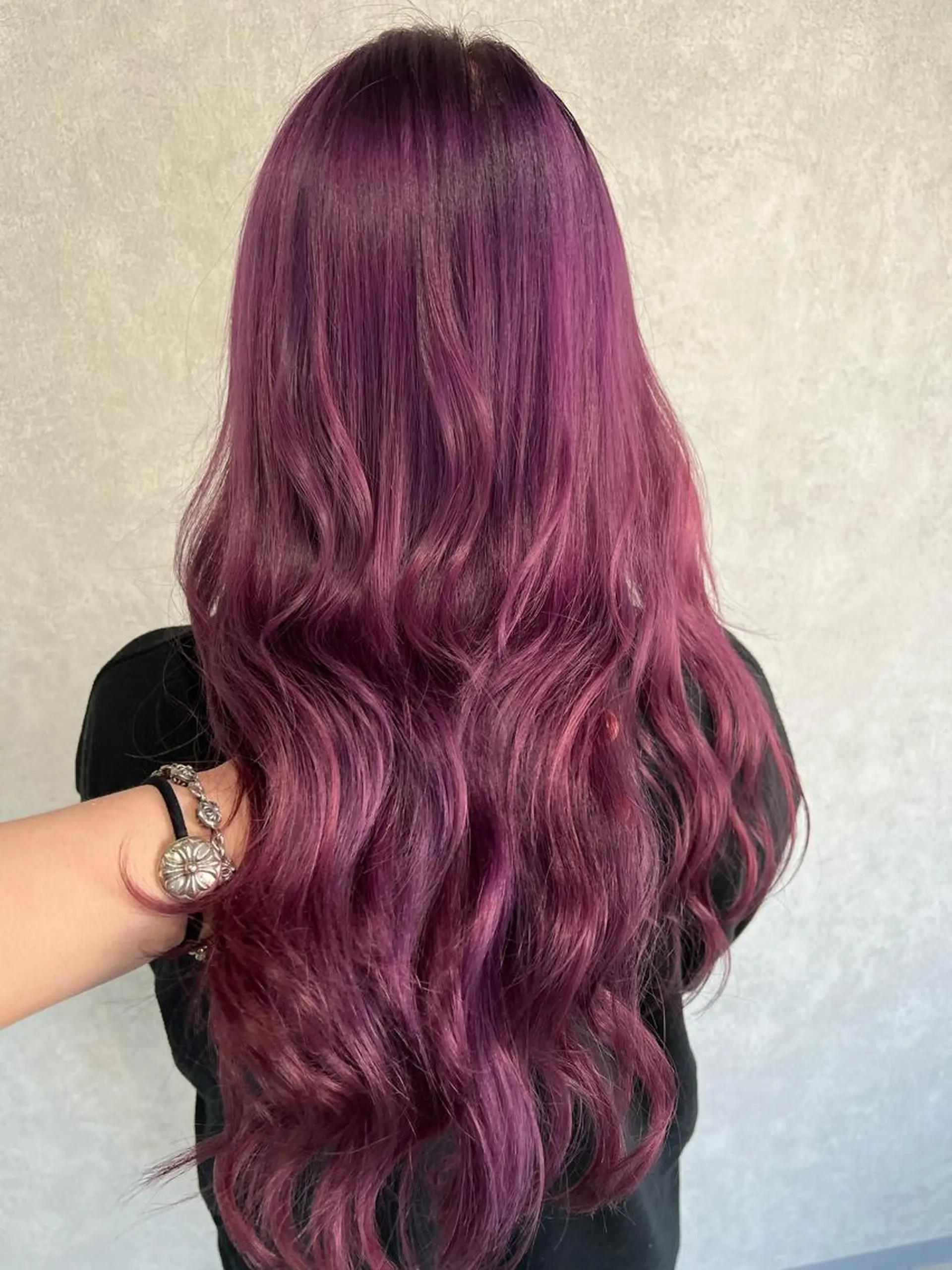 ミディアム カラー ピンクカラー ピンクパープル パープルカラー mimiiy梅田 中崎町ハイトーンのヘアスタイル