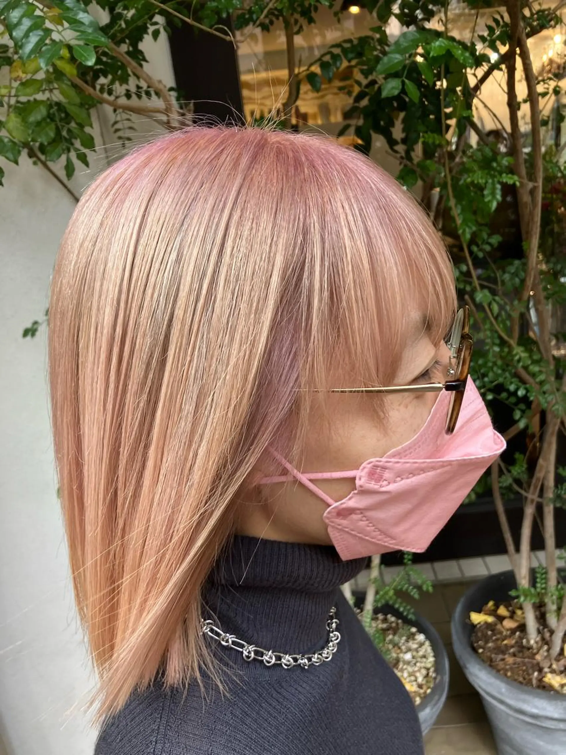 ミディアム カラー ブリーチ ケアブリーチ グラデーションカラー ピンクカラー トリートメント 勝野 麻美のヘアスタイル