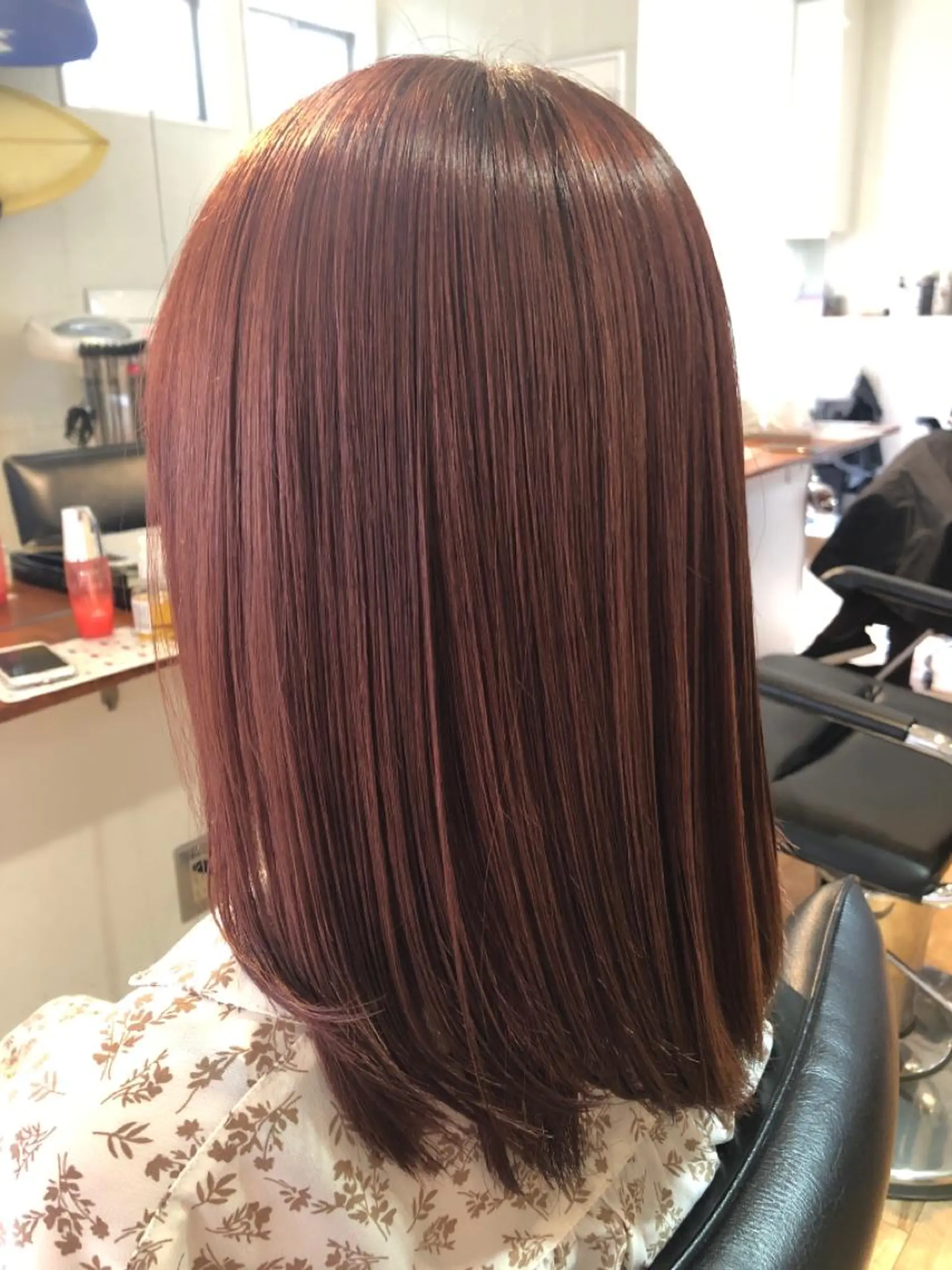 セミロング ピンクブラウン ヘアカラー 竹内 宏法のヘアスタイル