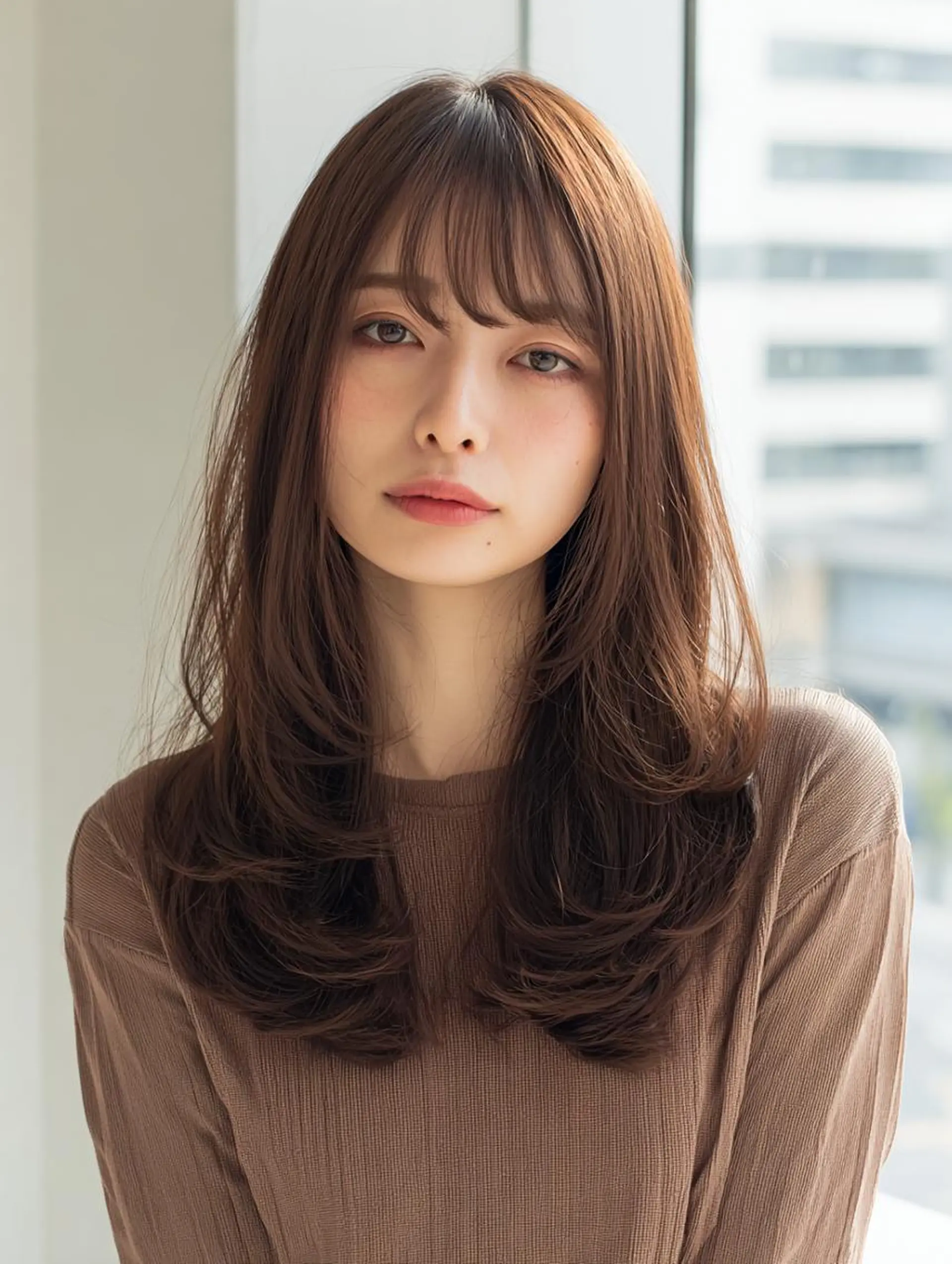 セミロング ハッシュカット 髪質改善 レイヤーカット 縮毛矯正 トリートメント カット ヘアカラー 縮毛矯正 トリートメント 生艶髪＆レイヤー🔔 渋谷お薦めNo.1✨のヘアスタイル