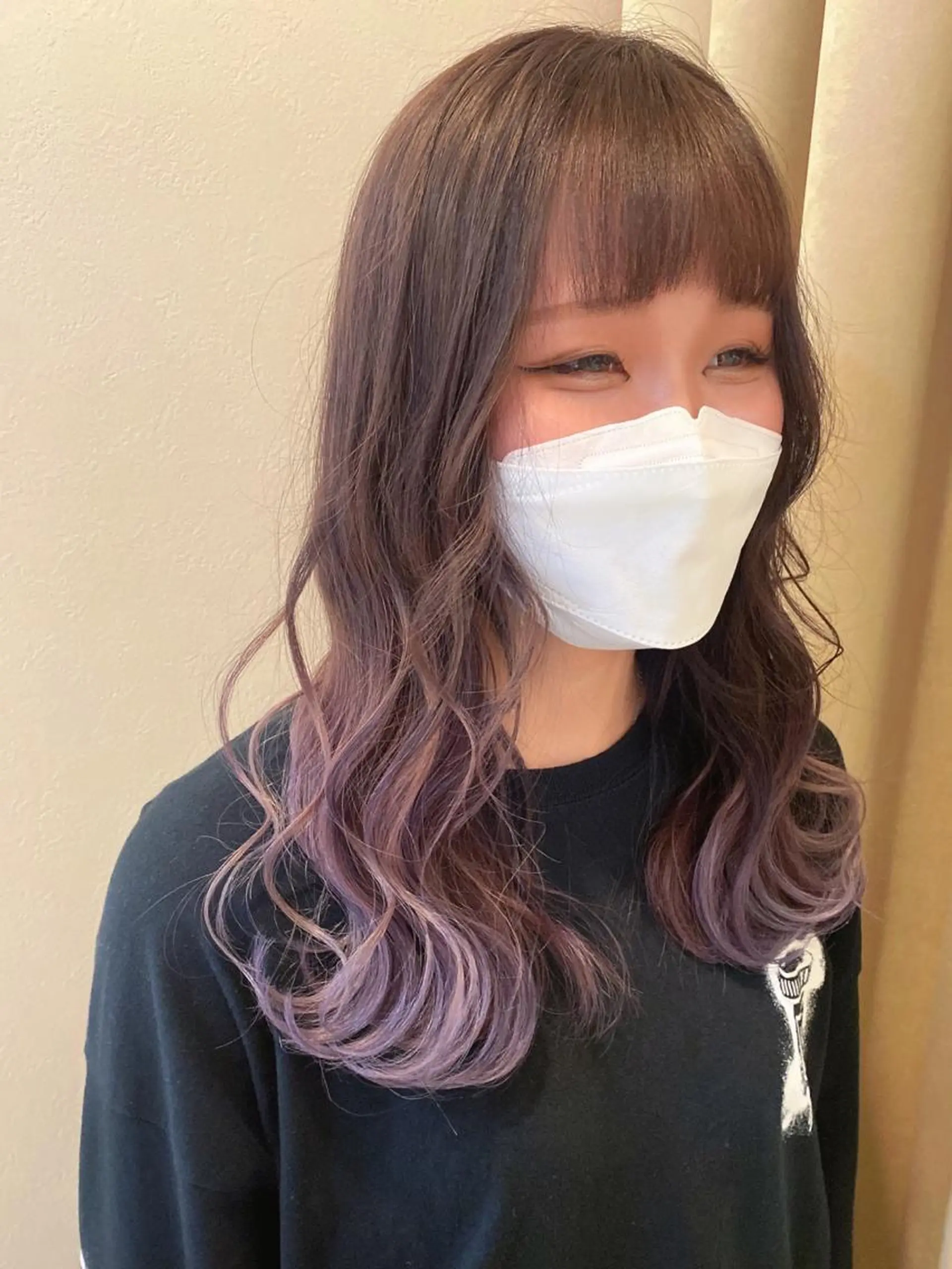 ロング カラー パーマ ヘアアレンジ グラデーションカラー ラベンダーカラー シールエクステ専門店 Spira藤崎宮のヘアスタイル