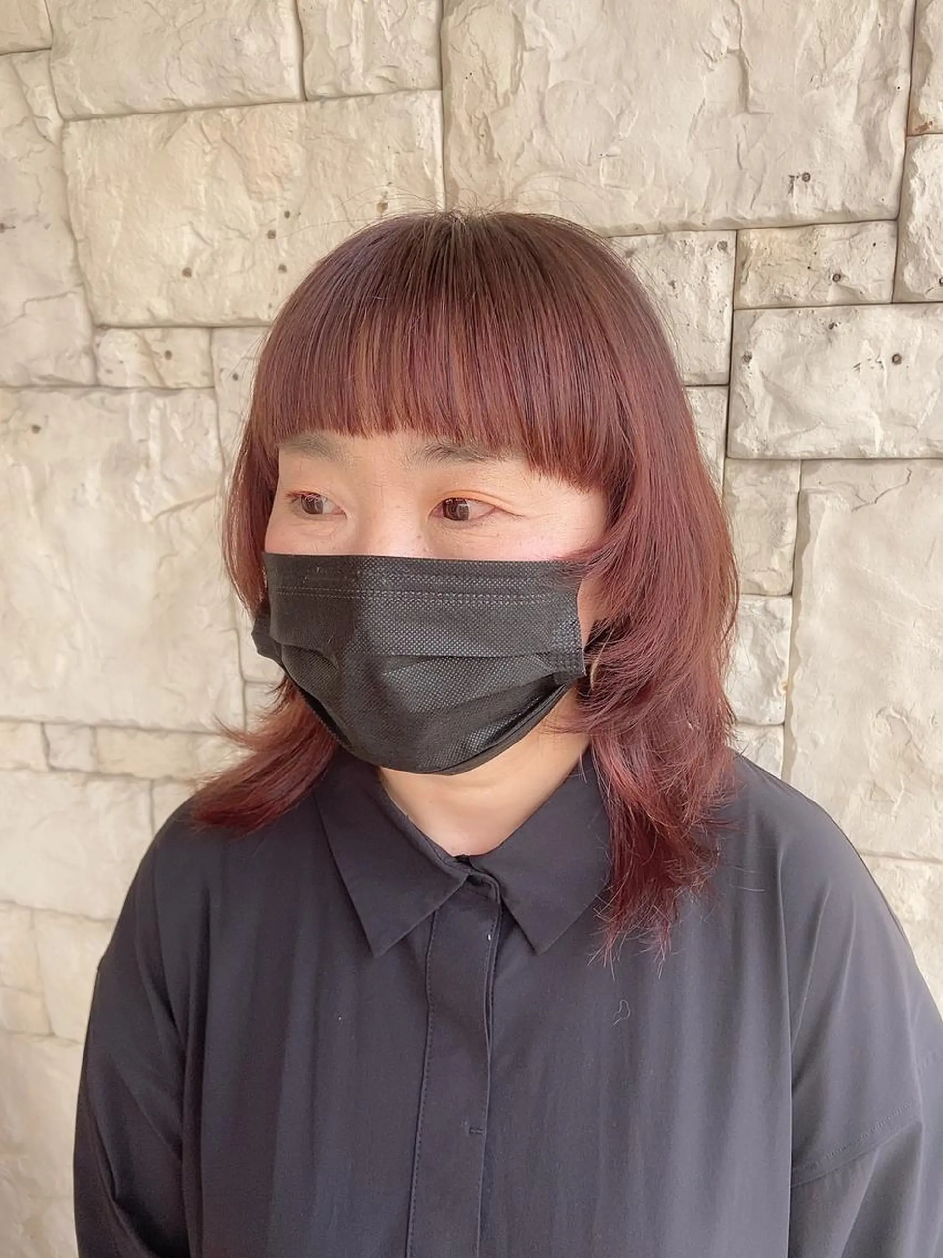 ミディアム ワイドバング ウルフカット カット 井上 歩美のヘアスタイル