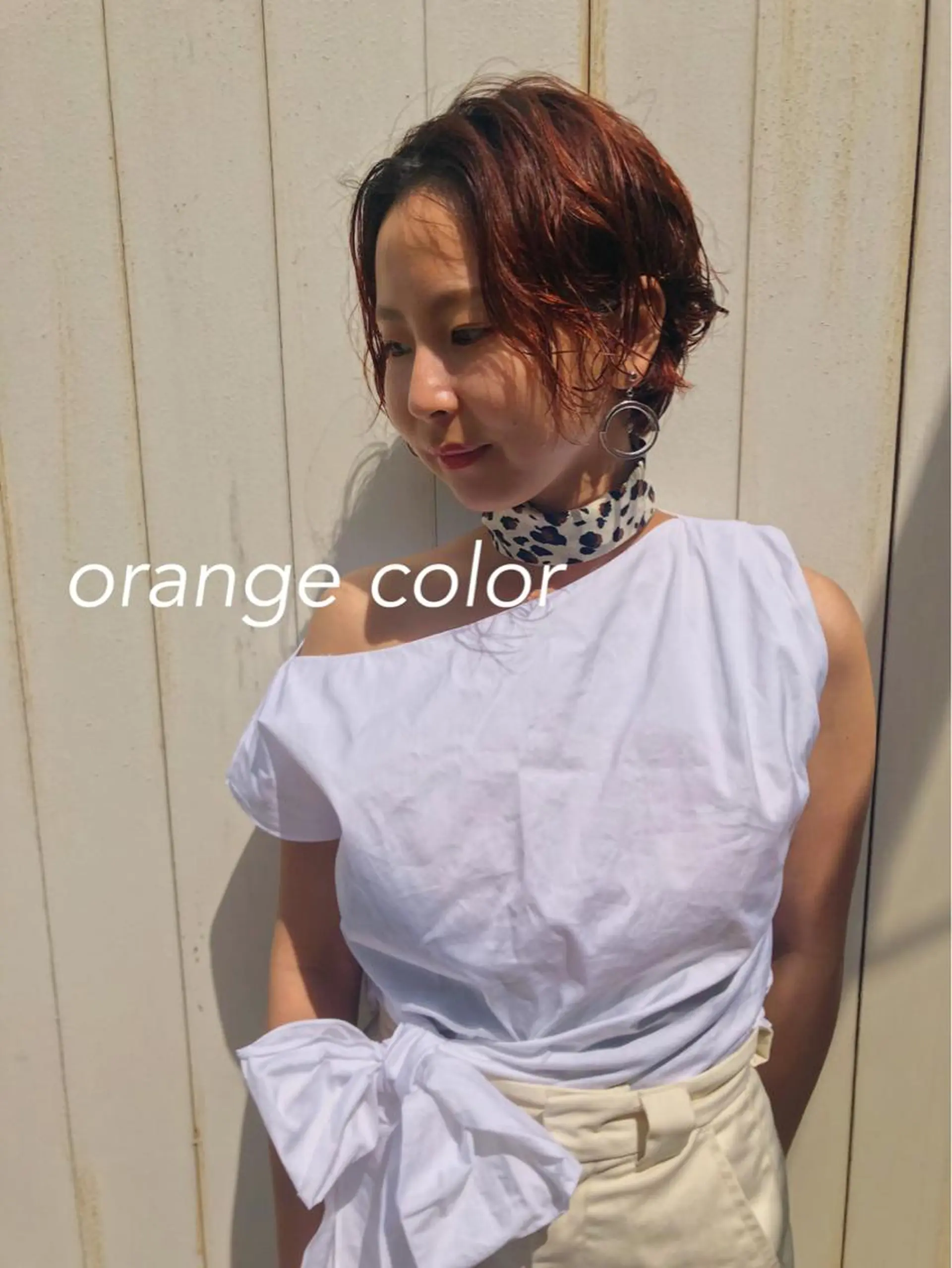 ショート カラー パーマ ハンサムショート オレンジ ショートヘア merc. 福田茜のヘアスタイル