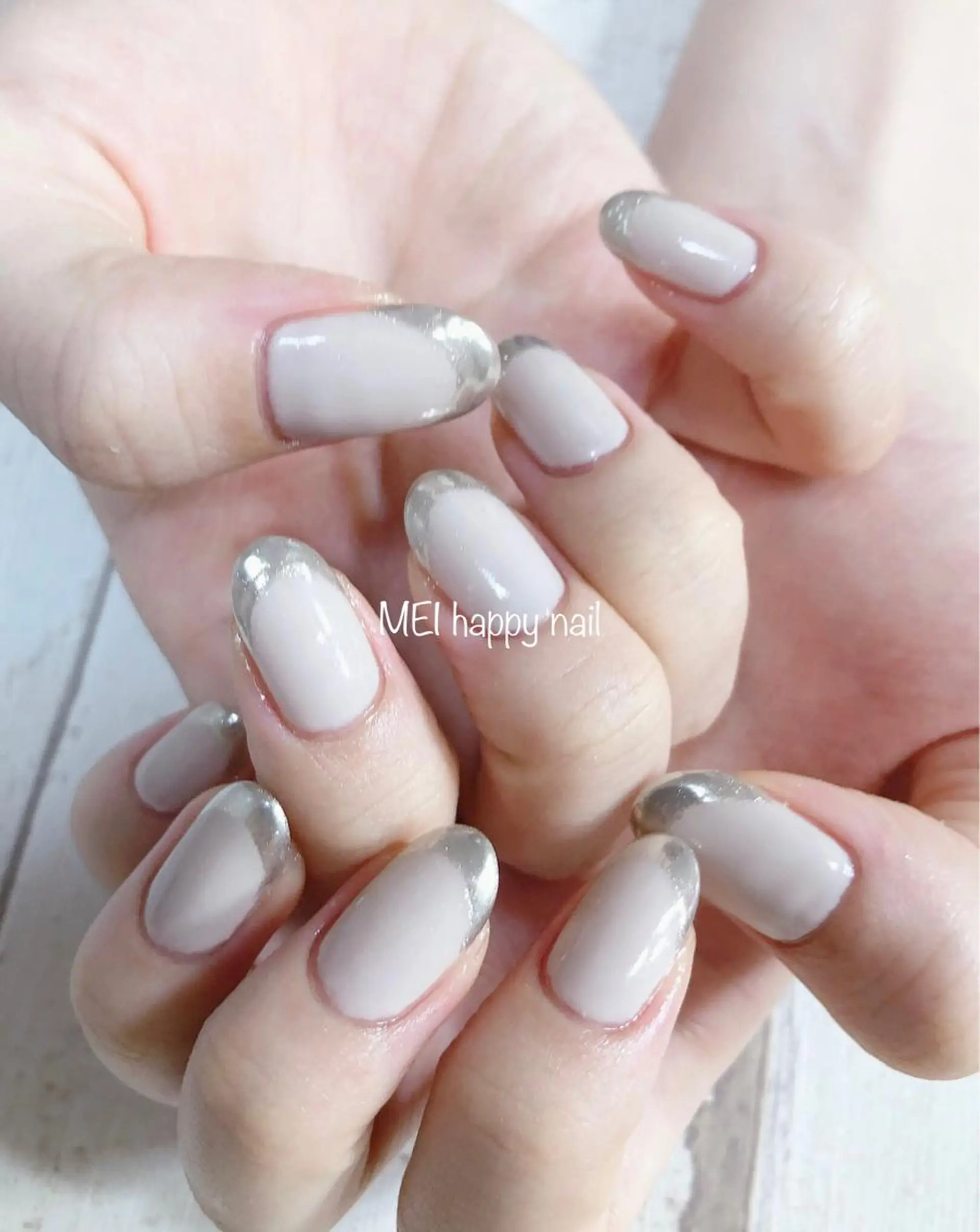 ネイル ミラーネイル 北浦和 自爪育成ケアのネイルデザイン