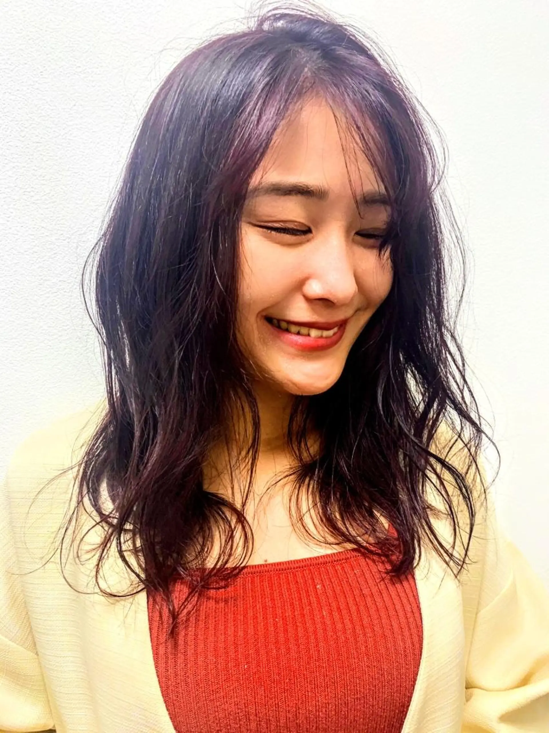 セミロング パープルカラー ヘアカラー マンツーマン1日2名 様限定Lily高橋✂のヘアスタイル