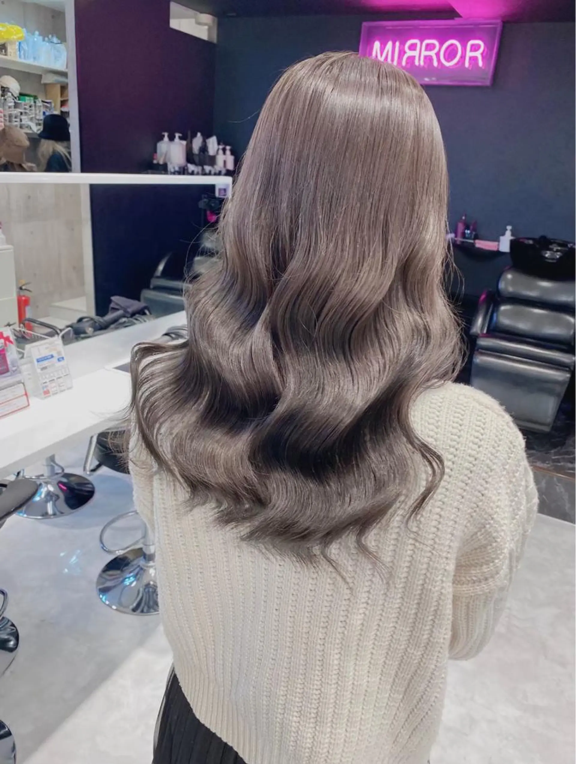 セミロング カラー ヘアカラー 🧸赤み消し🐾 ラベンダ/ミルクティのヘアスタイル