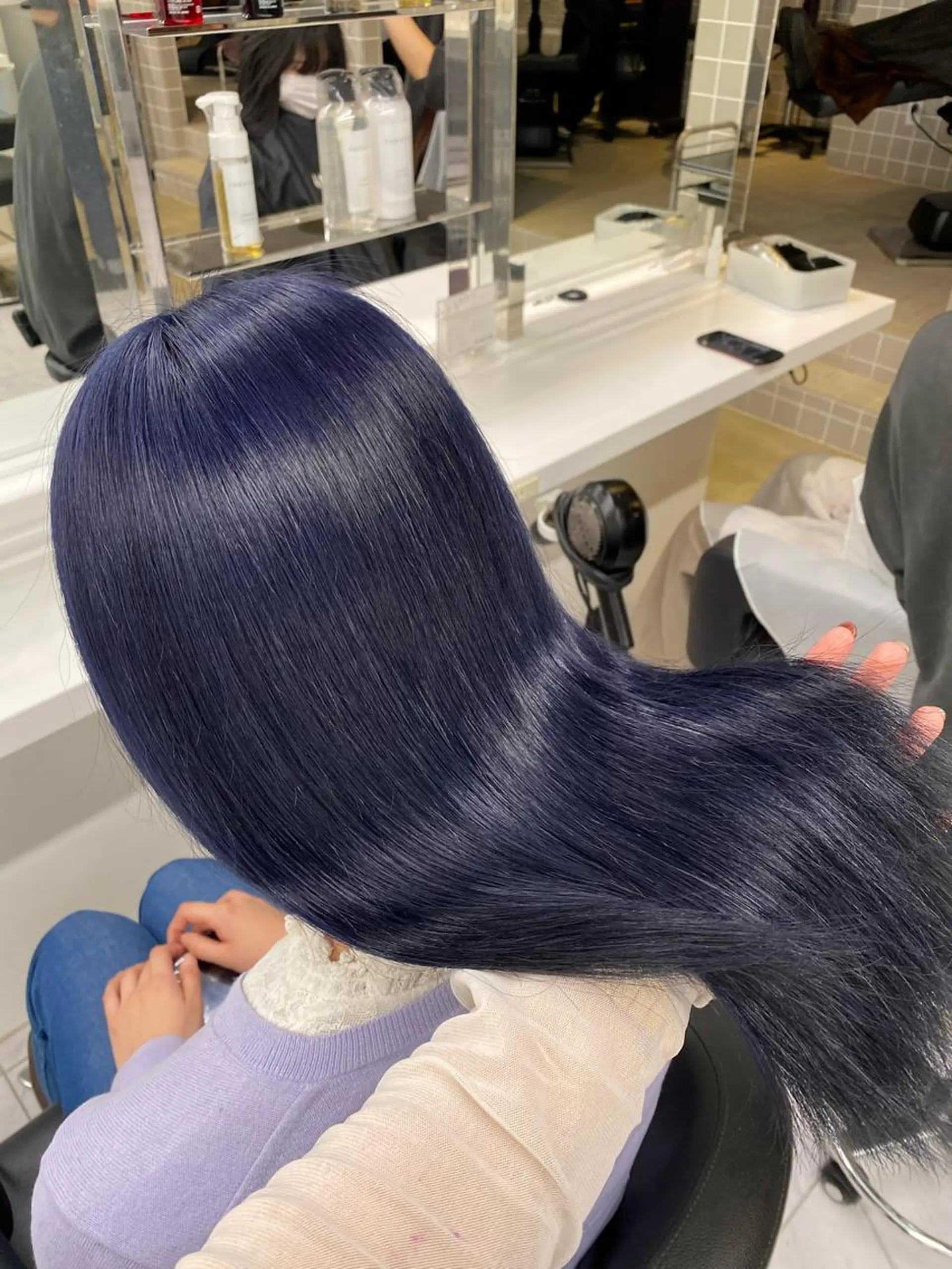 セミロング カラー ヘアアレンジ キッズ ブルーカラー ネイビーカラー TRU Shino🦋のマツエク・マツパデザイン