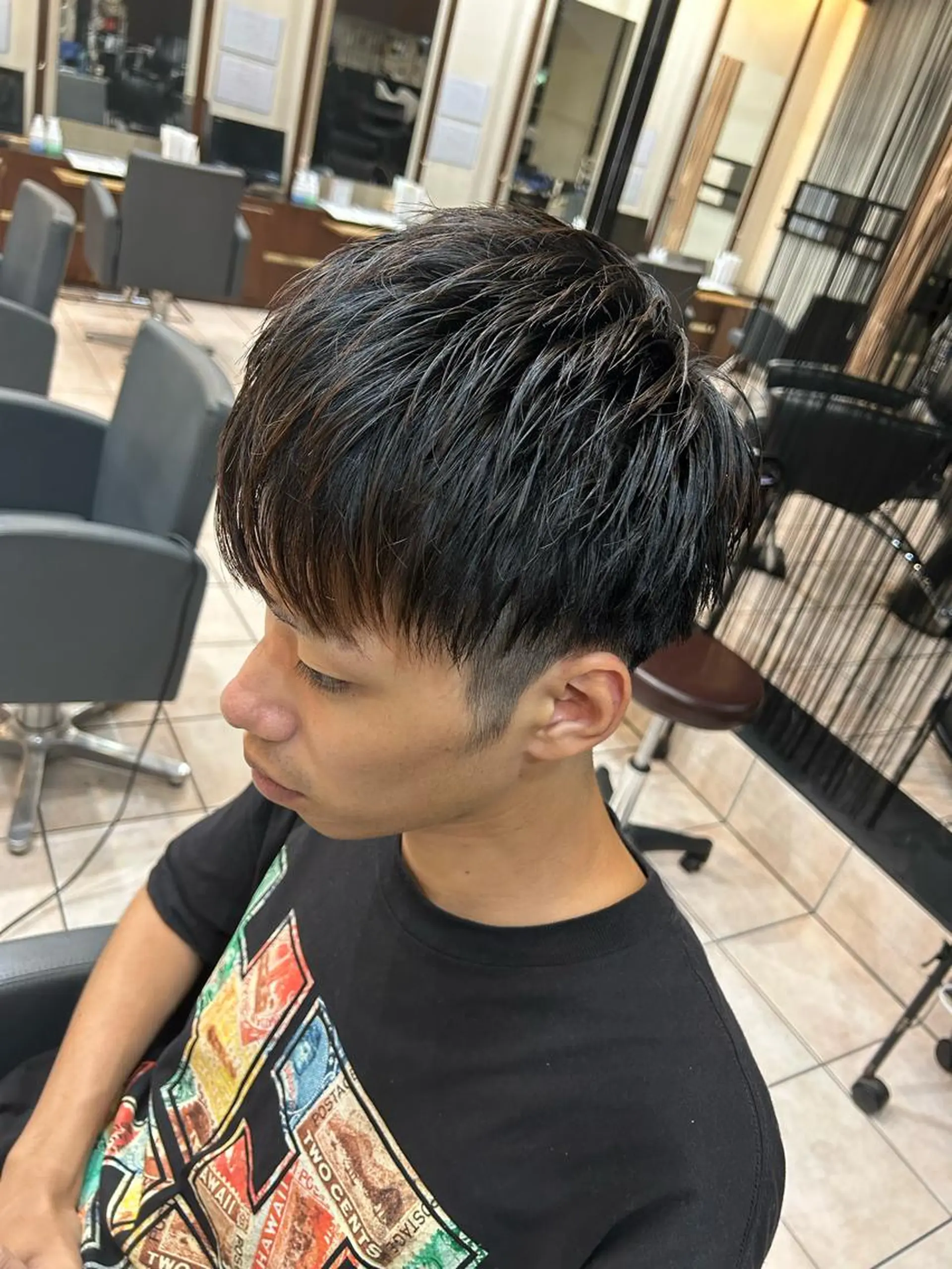 ミディアム メンズ 大阪/梅田/シャドウ パーマ/ノボリユウタのヘアスタイル