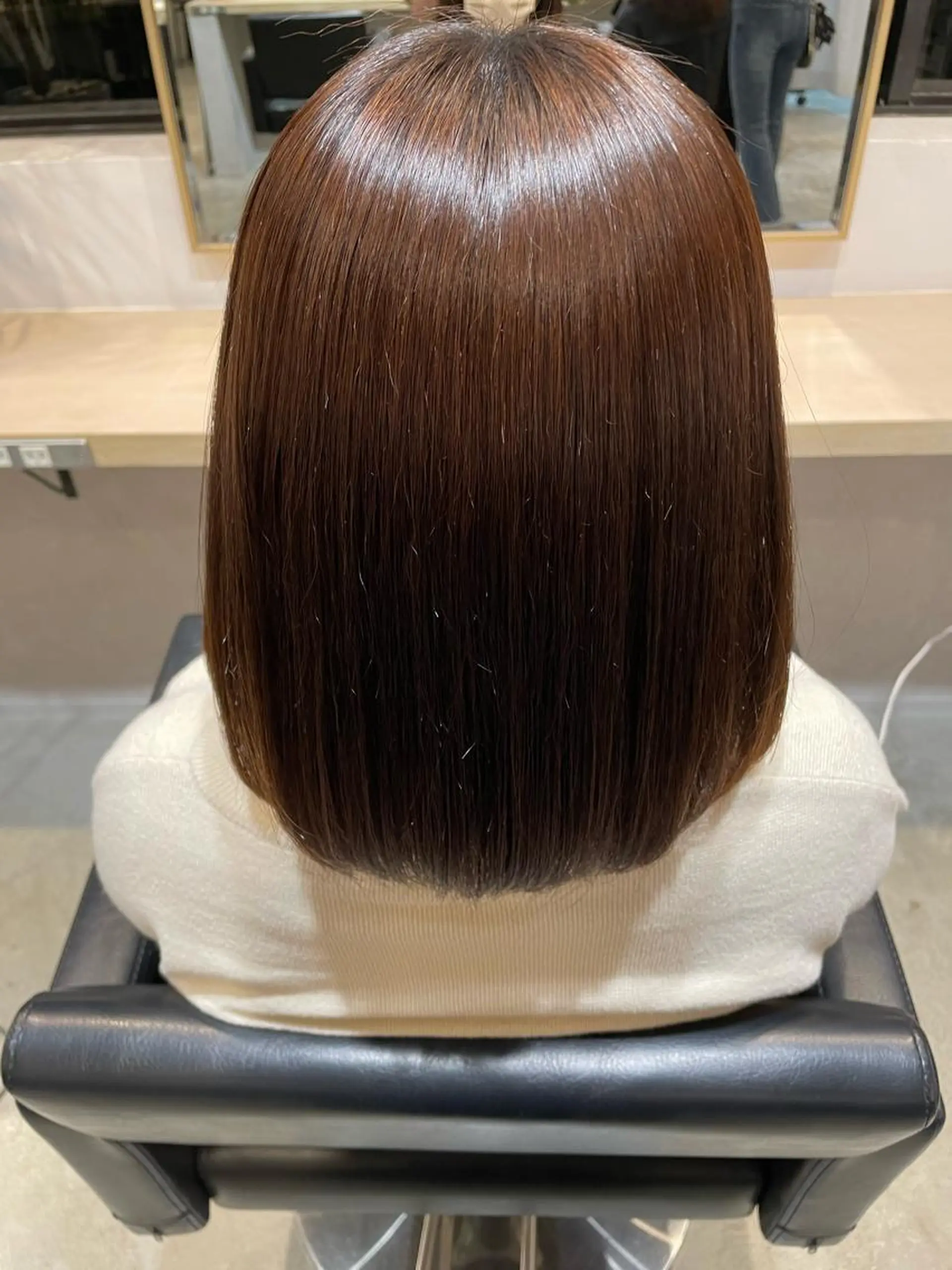 ミディアム パーマ 縮毛矯正 縮毛矯正 レイヤー♡ 石川優奈のヘアスタイル