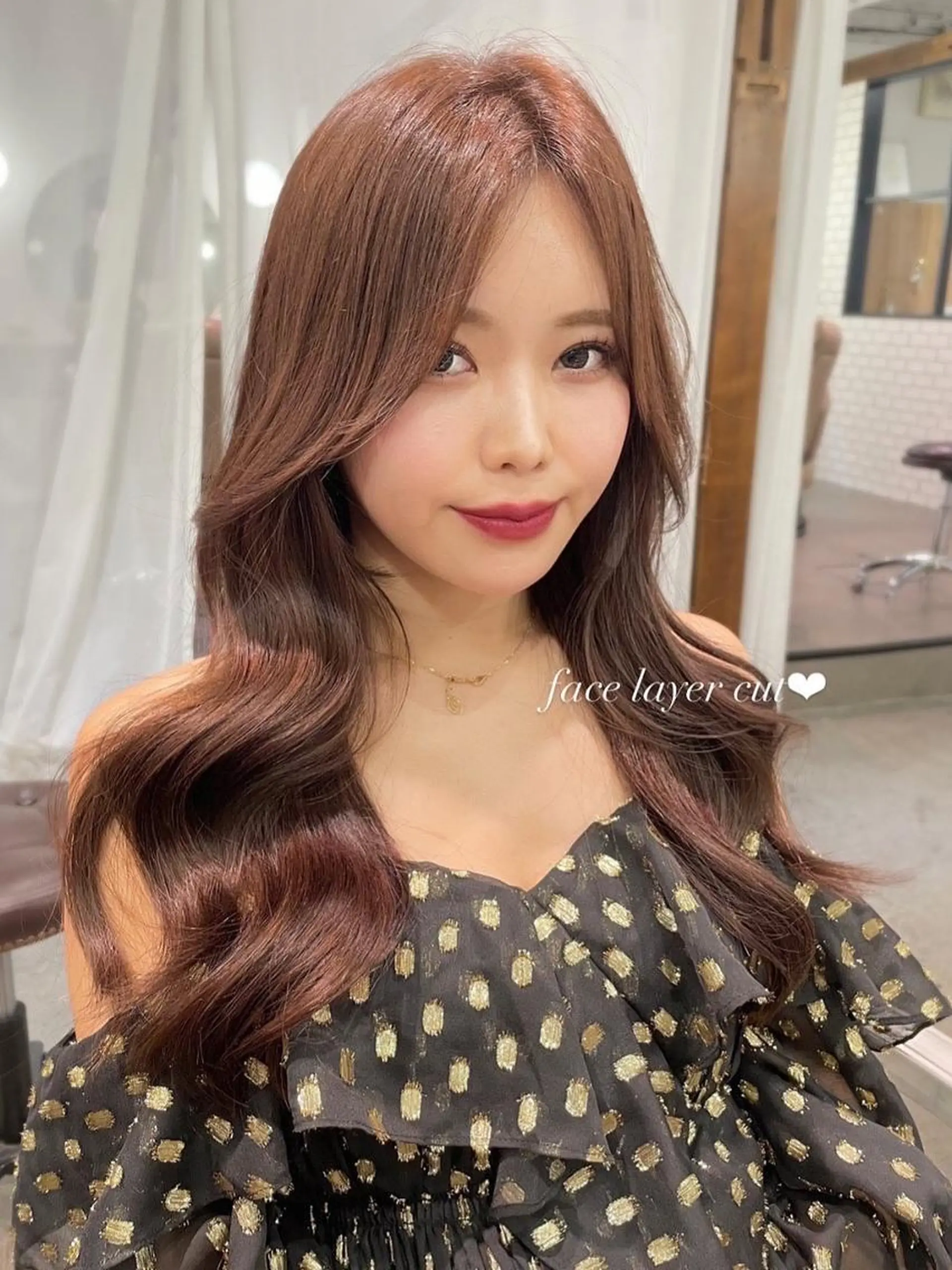 セミロング 顔まわりレイヤー 韓国風ヘア レイヤーカット ✨🍀岩崎 唯🍀✨のヘアスタイル