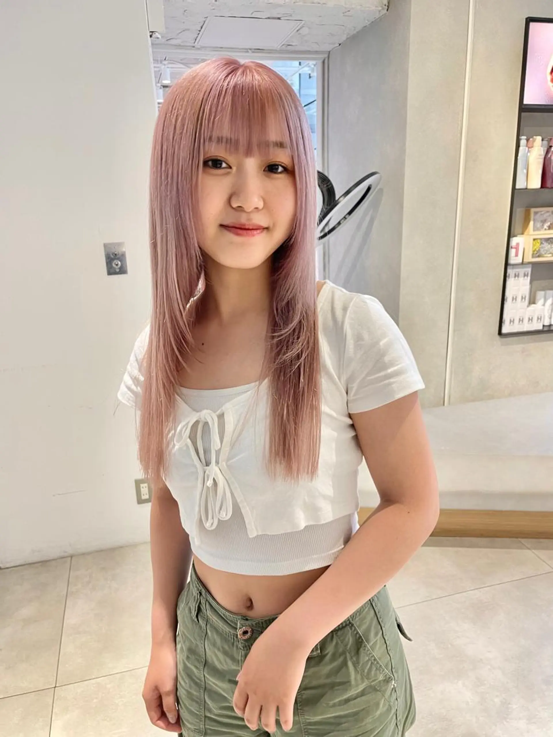 ロング カラー ピンクカラー 顔周りカット/透明感 カラー✂️MEIのヘアスタイル