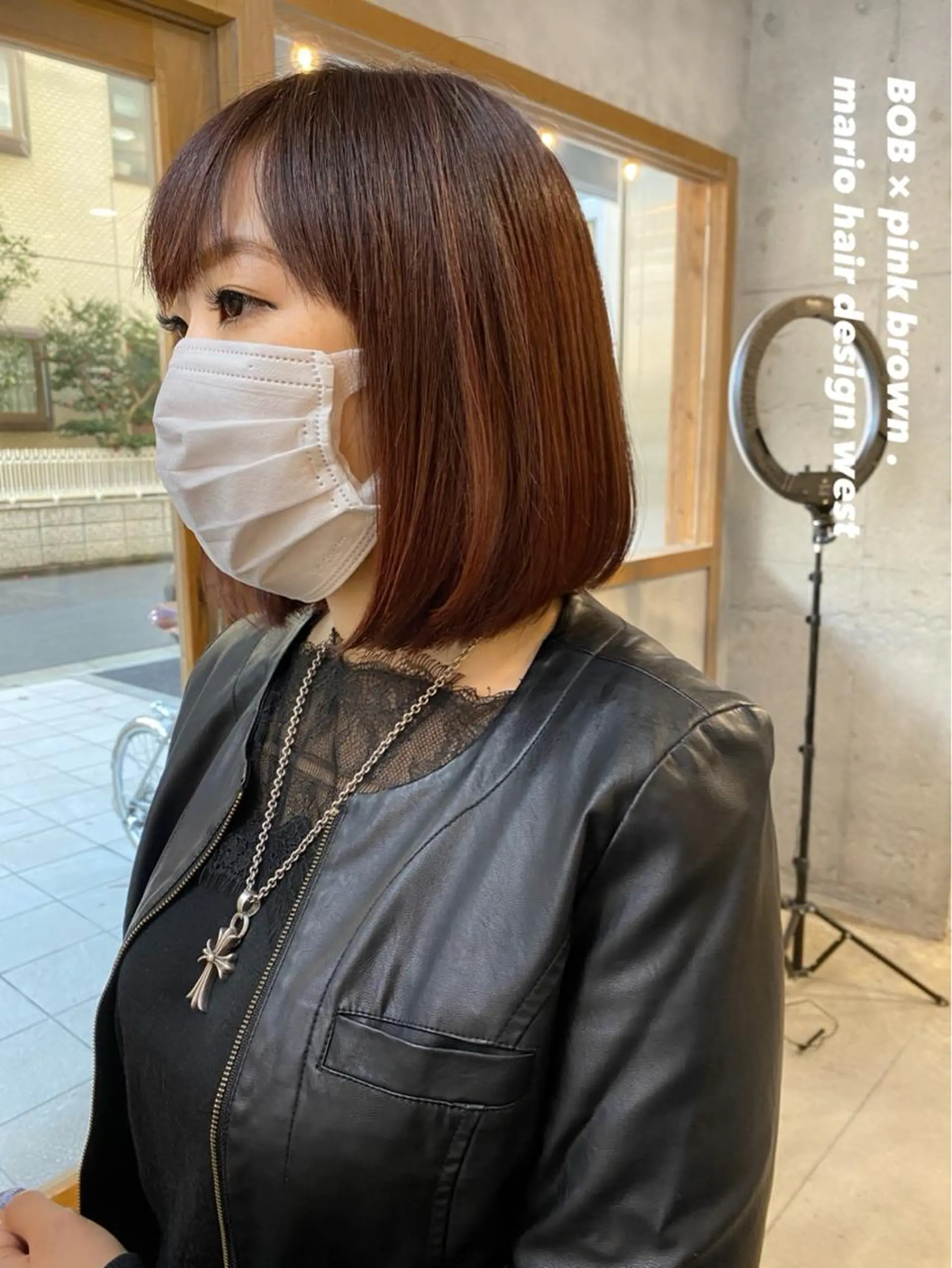 ショート カラー 切りっぱなしボブ ワンレンボブ ベージュカラー ブラウンカラー ブラウンベージュ 竹嶌 健吾のヘアスタイル