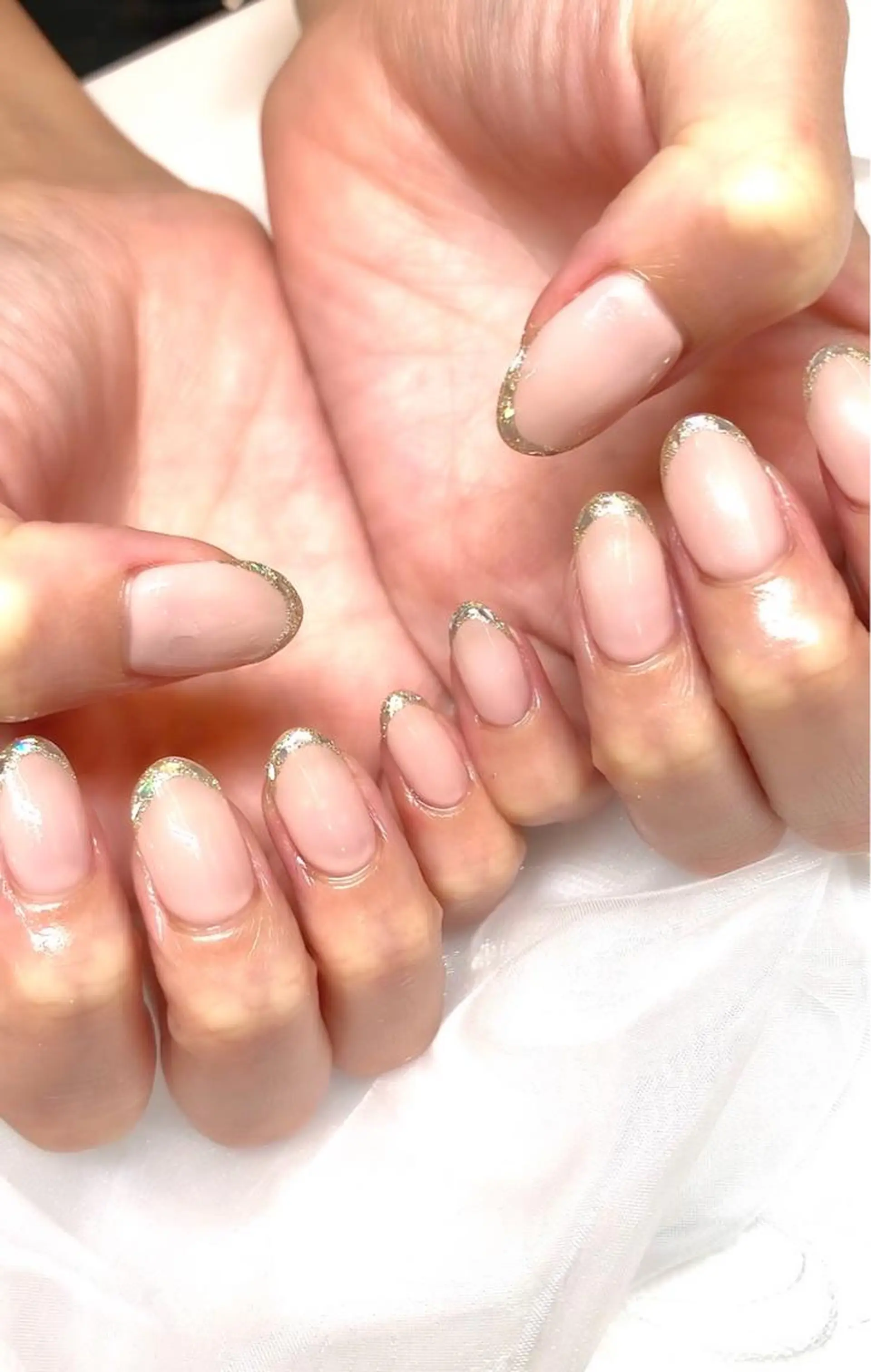 ネイル フレンチネイル ジェルネイル ガラスフレンチ ロングネイル ニュアンスネイル ハンドネイル clover nailのネイルデザイン