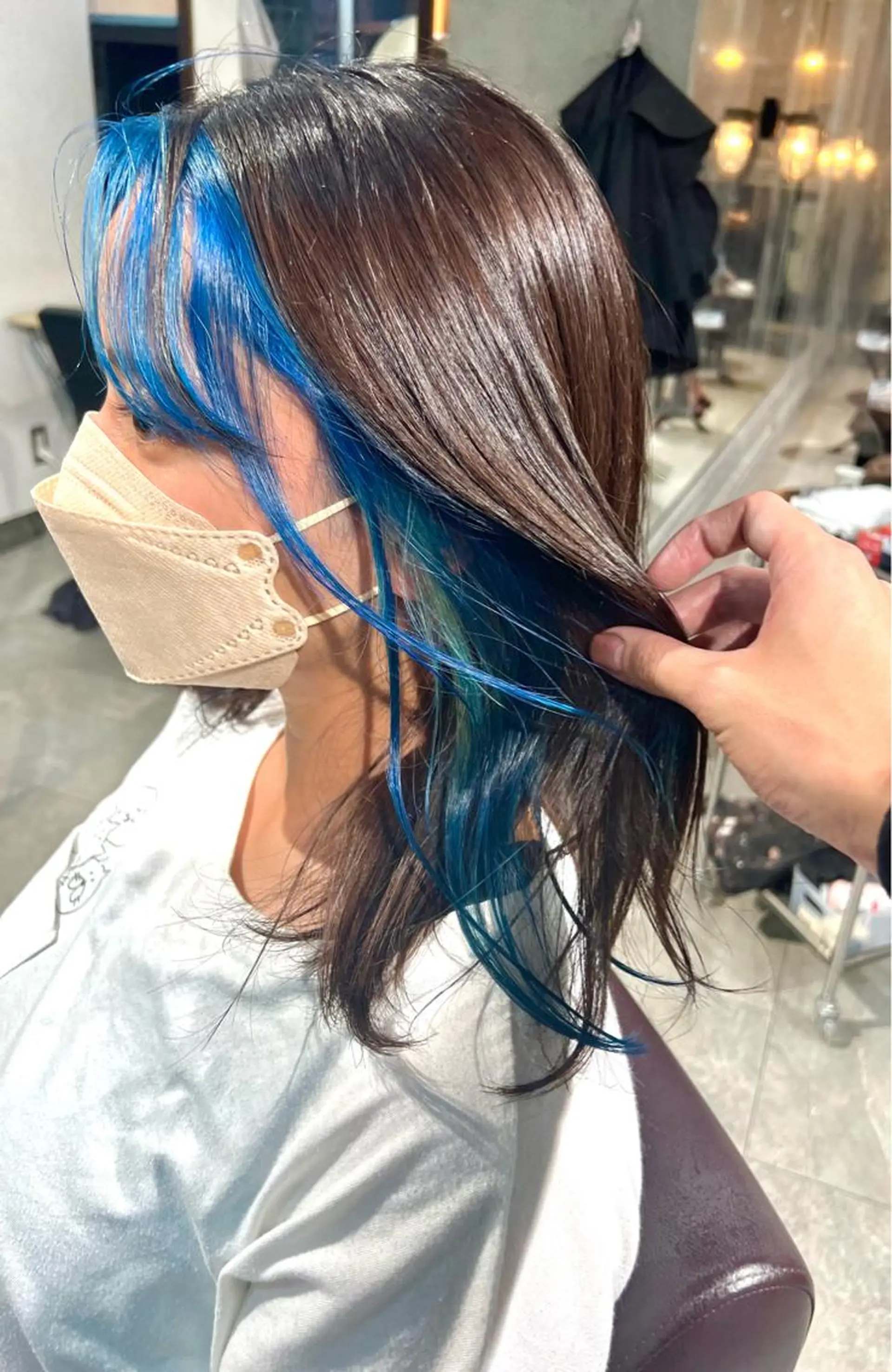 ミディアム カラー ヘアアレンジ ネイル ヘアカラー トリートメント ヘッドスパ ヘアセット 🌈インナーカラー ‘ショウマ’🌈のヘアスタイル