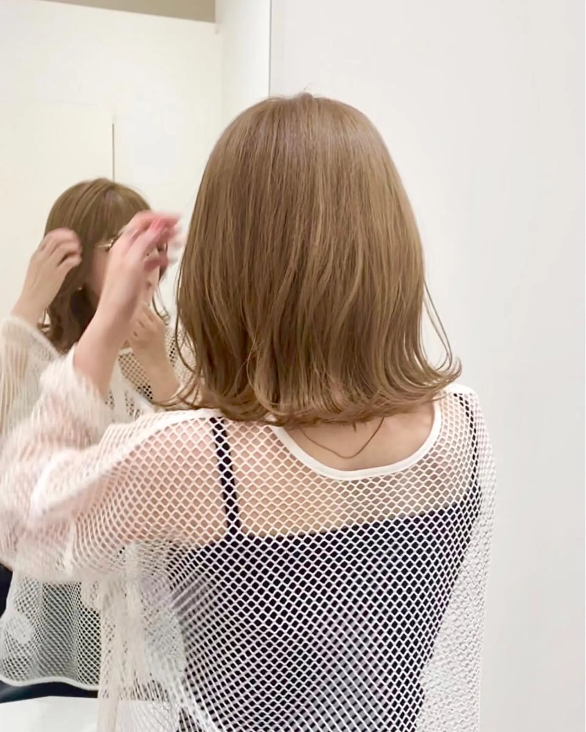 ミディアム カラー アディクシーカラー ベージュカラー ハイトーンカラー イルミナカラー ボブ 🌿レイヤー/ブリー チ/🌿‬JINのヘアスタイル