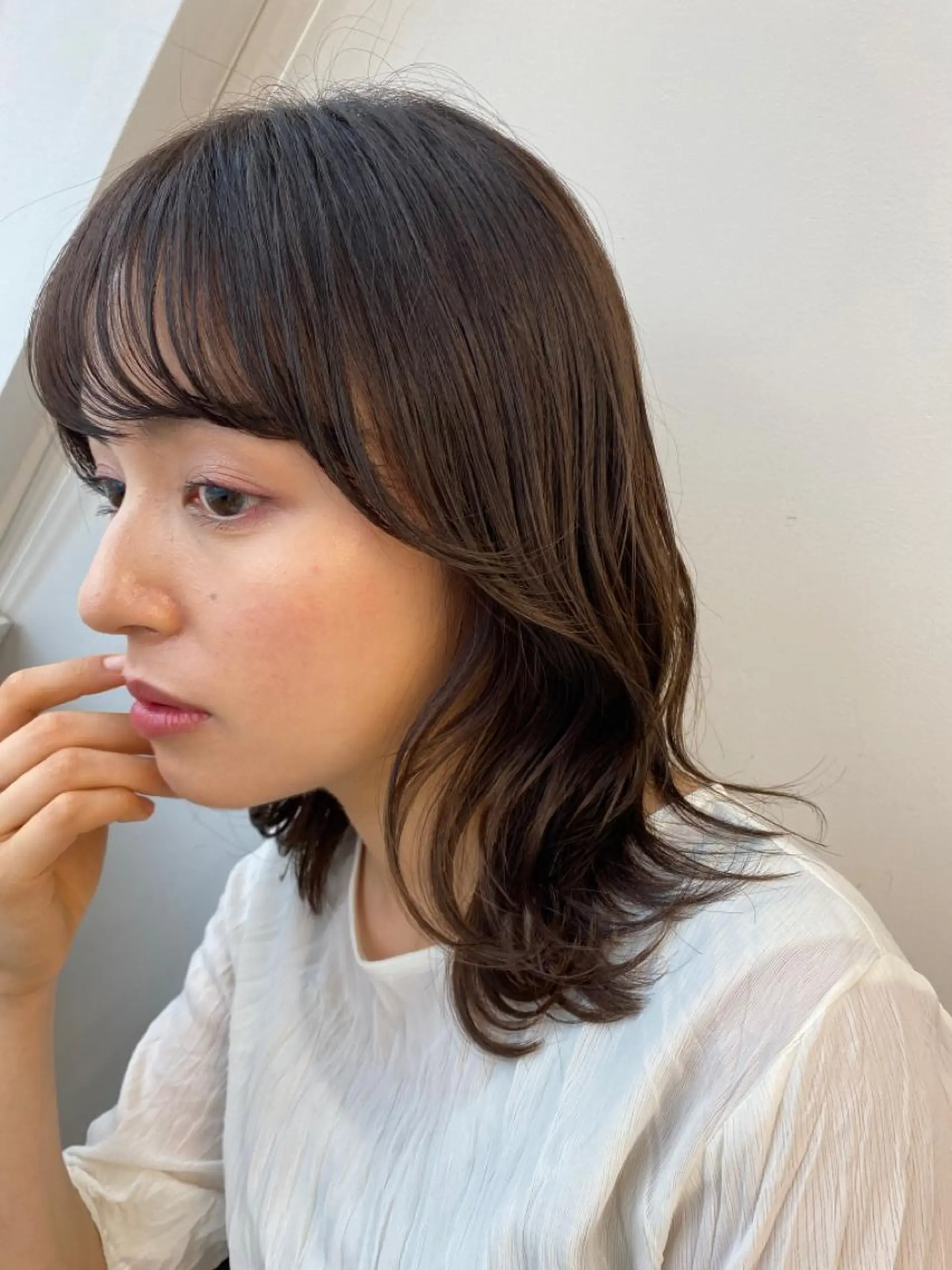 ミディアム 顔周りカット カット 🌼渋谷韓国レイヤー 桑尾幸奈🌼のヘアスタイル
