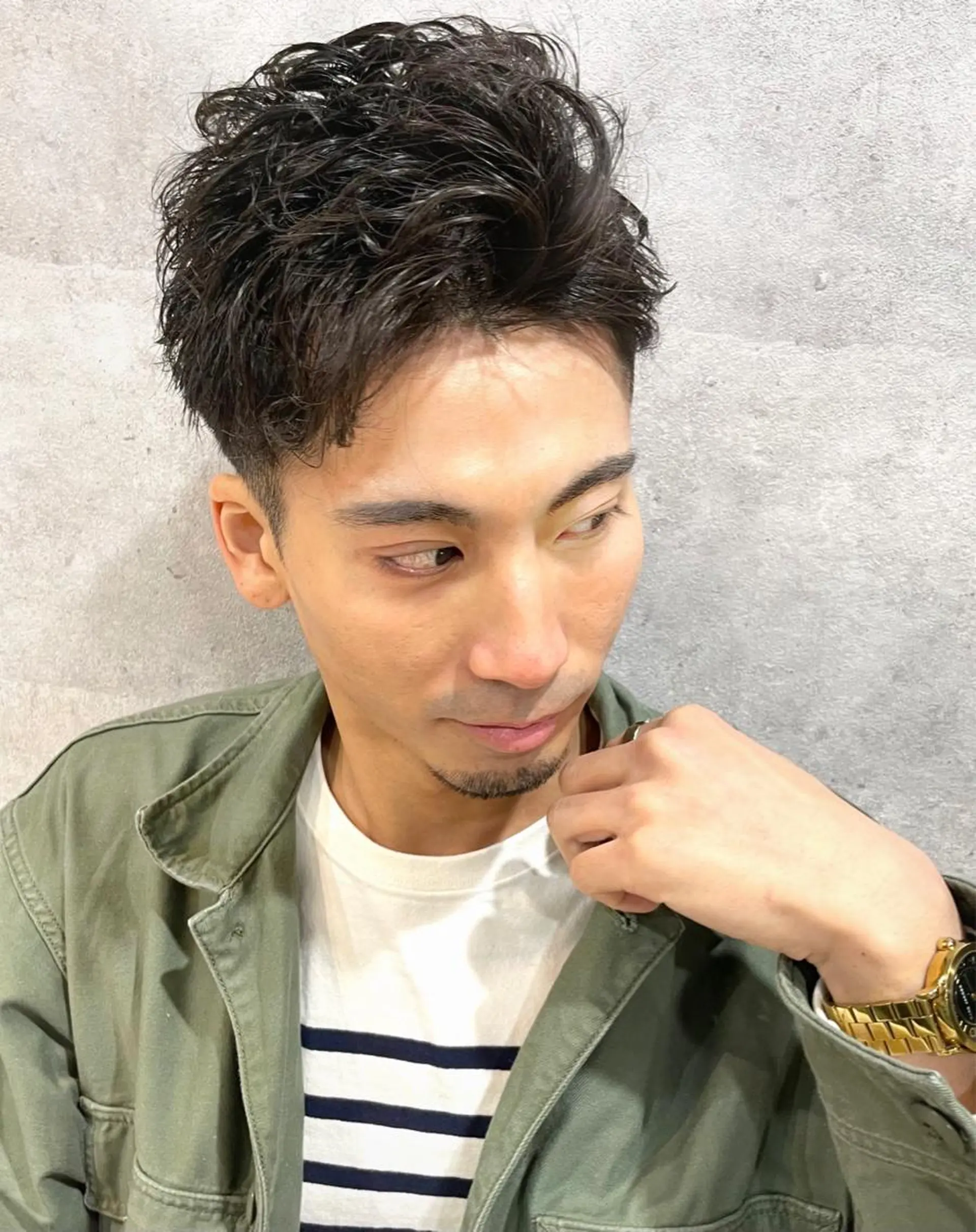 ショート パーマ メンズ メンズパーマ 刈り上げ かきあげバング カット パーマ 骨格整形カット/ ショート✂️堀夢哉のヘアスタイル