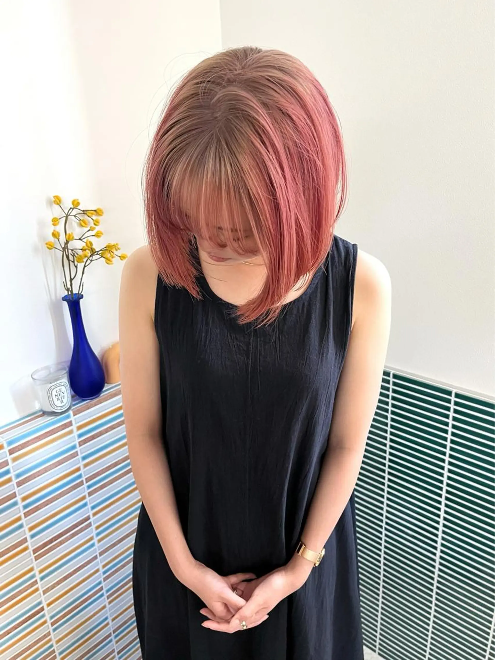 ミディアム カラー ベージュカラー ブリーチ ピンクカラー ヘアカラー トリートメント 🩷ハイトーン透明感 レイヤー🩷ユリカのヘアスタイル