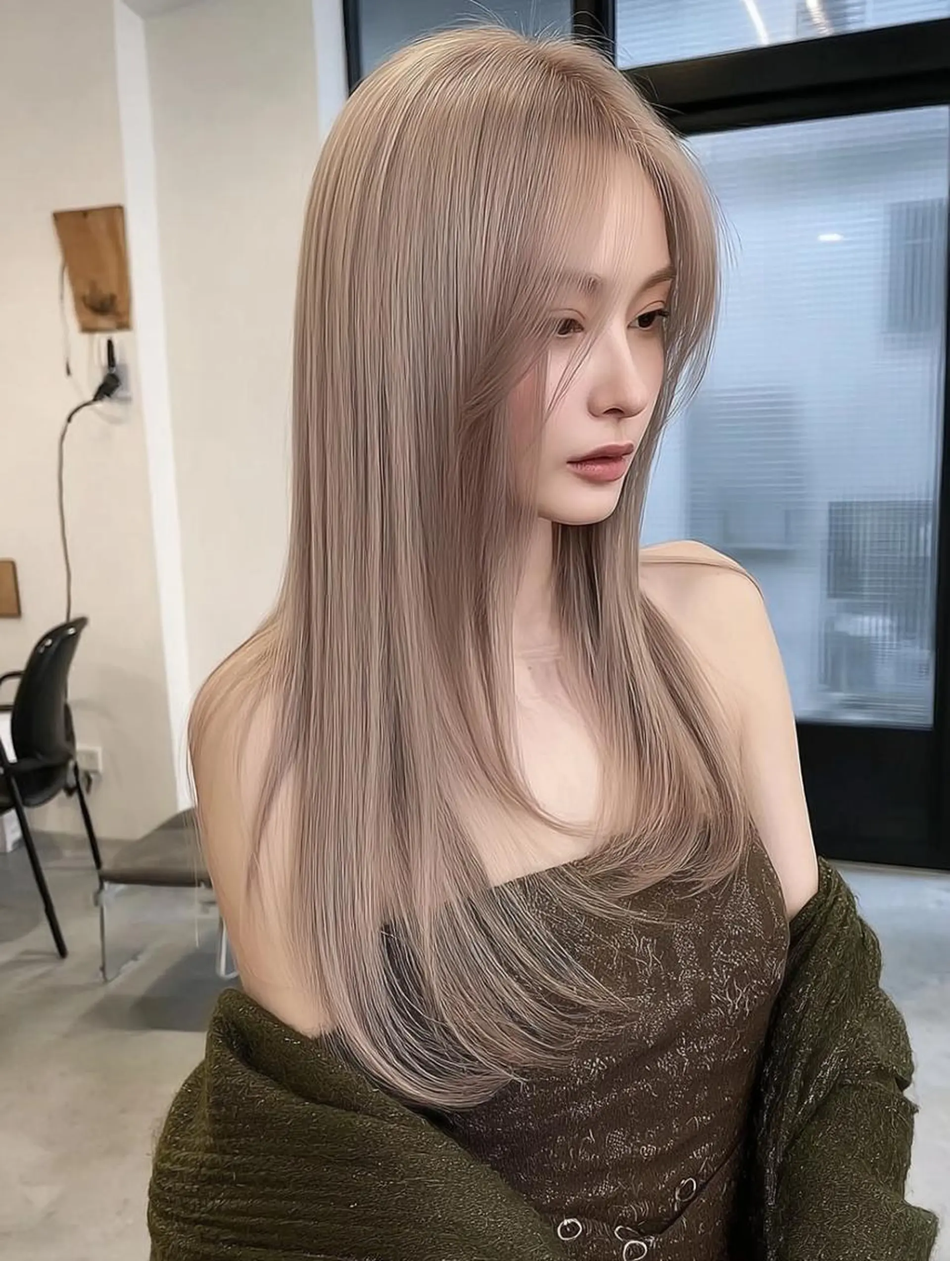 セミロング ボブ 髪質改善 韓国風ヘア レイヤーカット 縮毛矯正 カット ヘアカラー 祖慶 歩のヘアスタイル