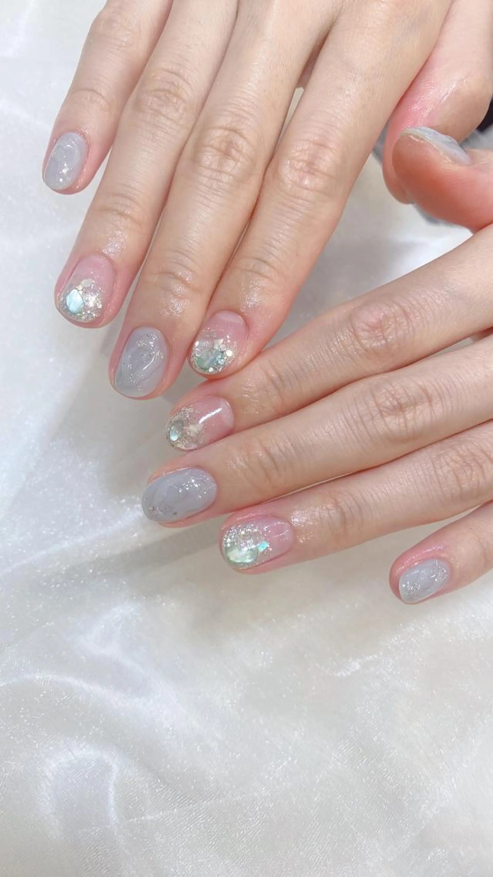 ショート ネイル ブルー クリアネイル 夏ネイル nail salon miRANのネイルデザイン