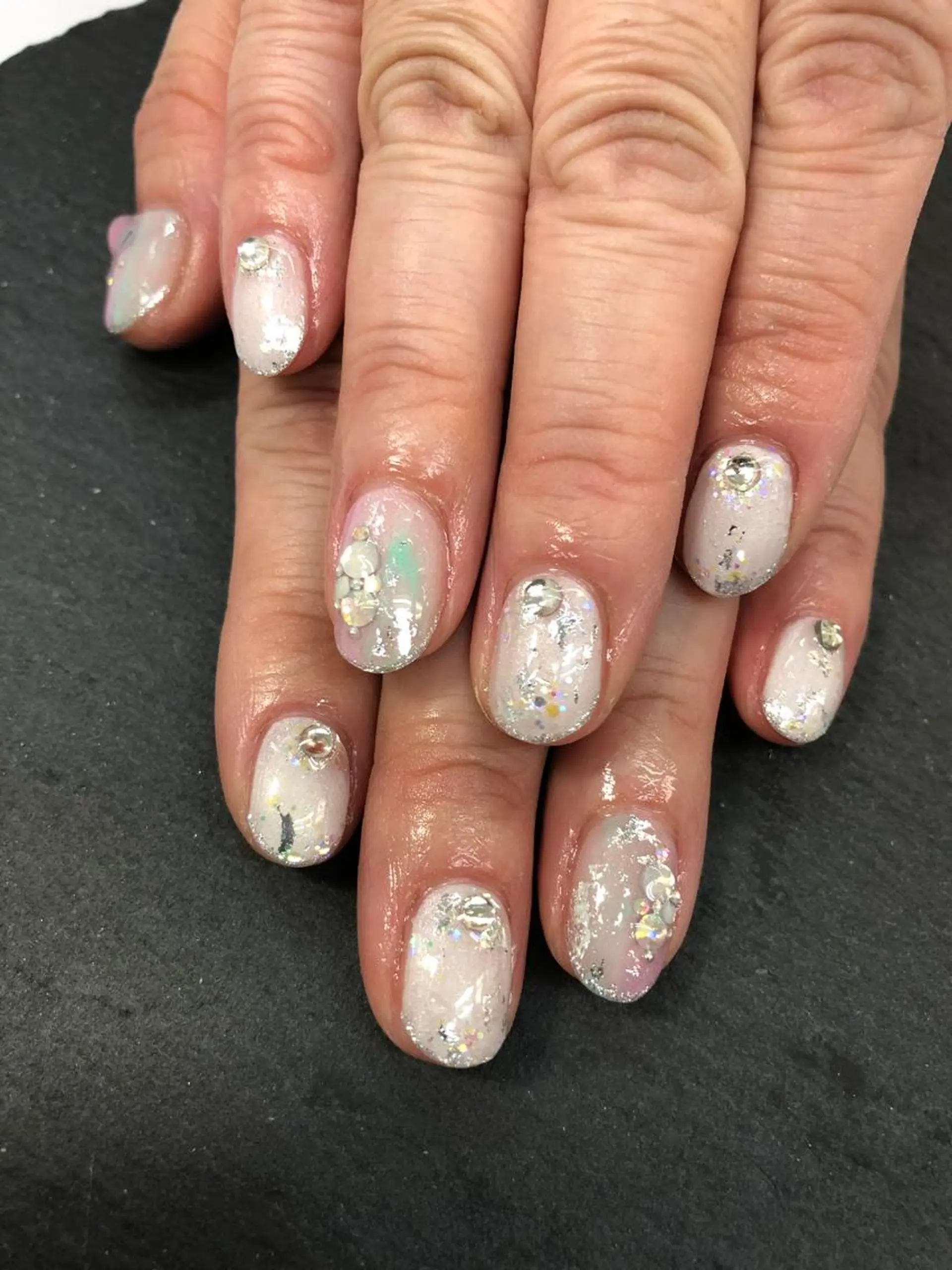 ネイル ラメ(グリッター) ホワイト esNail&eye イーズネイル＆アイのネイルデザイン